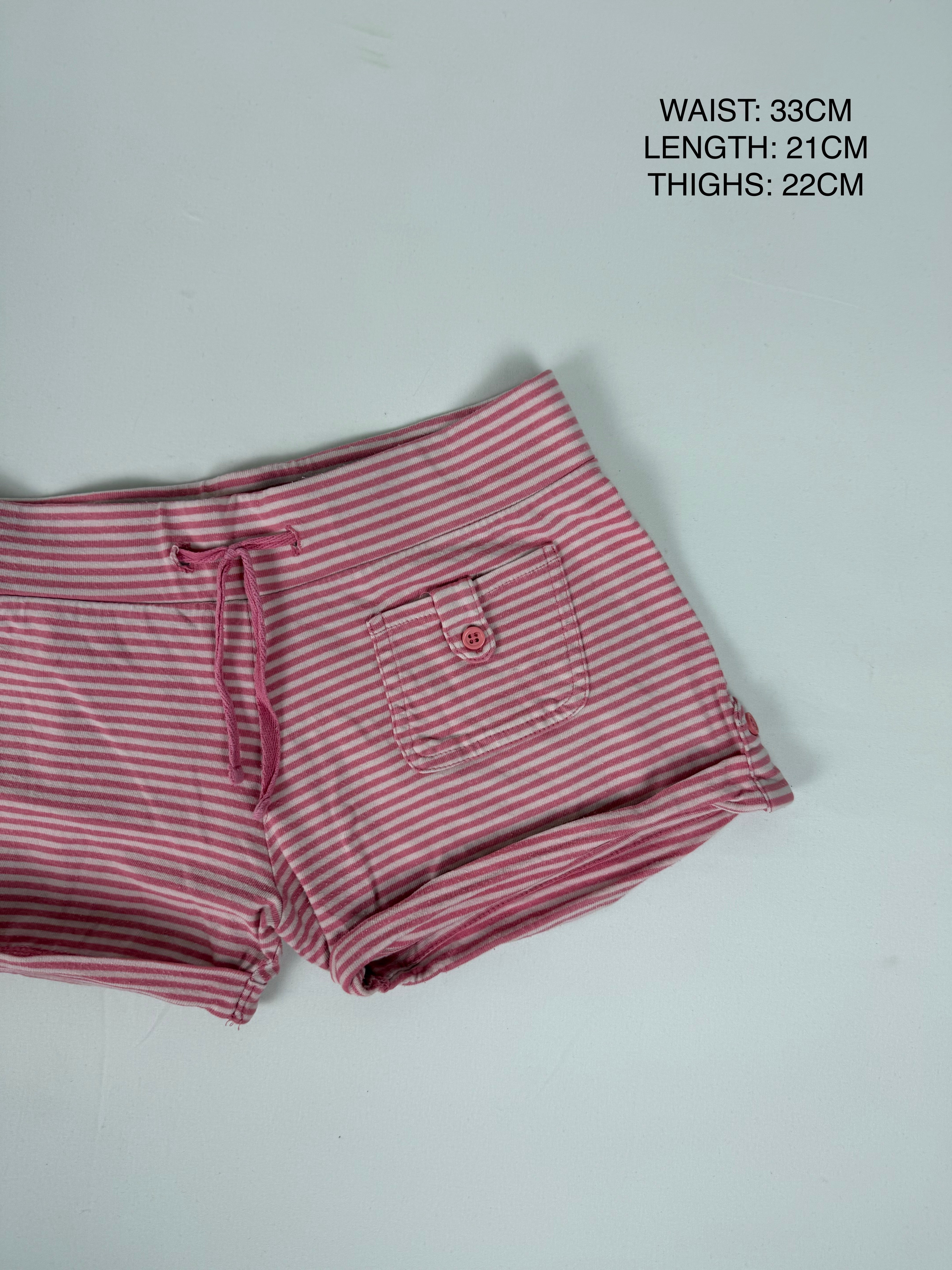 Pink striped cotton low rise mini short (XS)