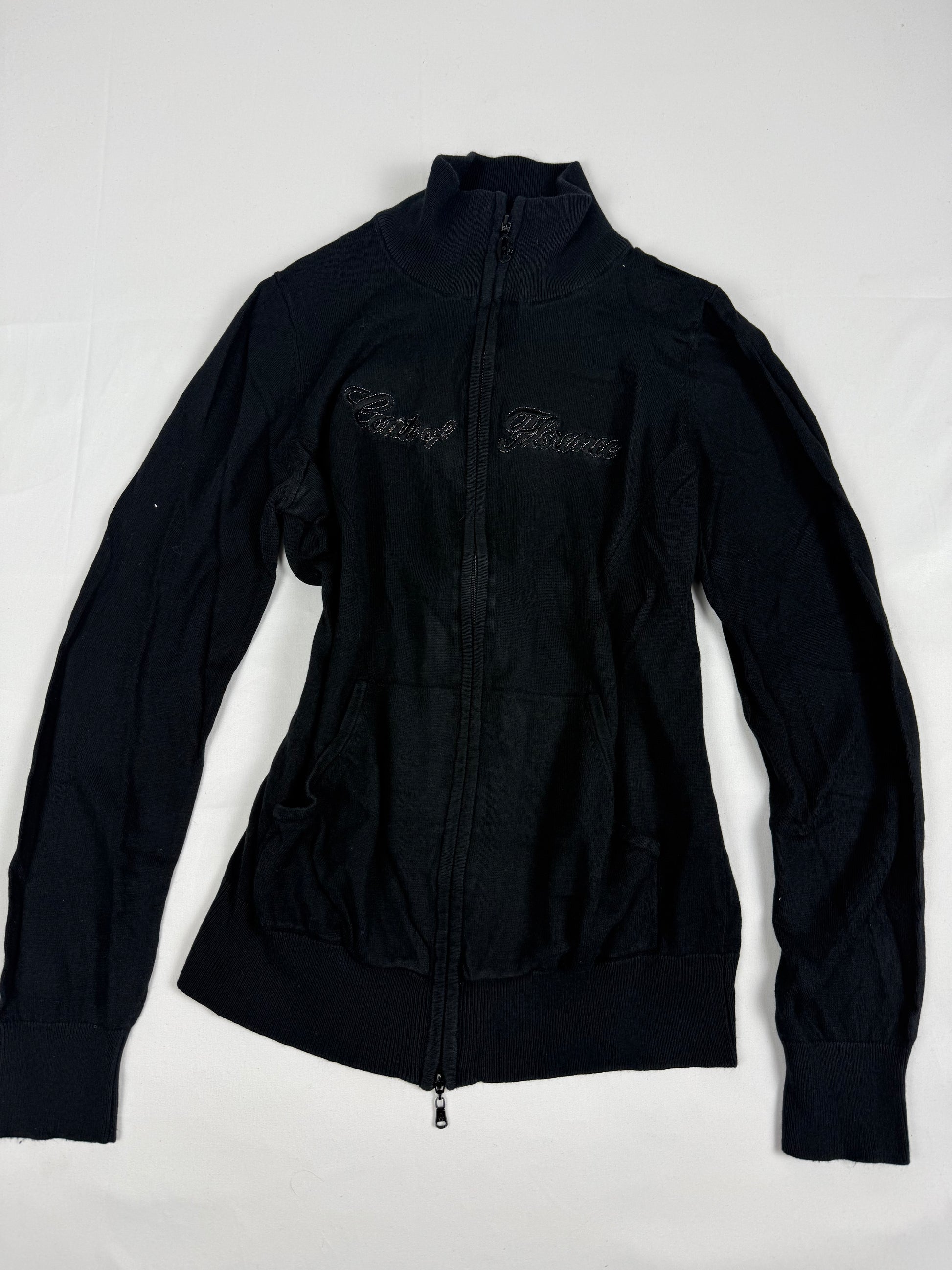 Black zip up tight fit jumper (S)