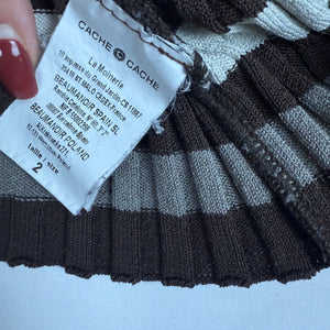 Brown striped turtleneck tight fit jumper (M)