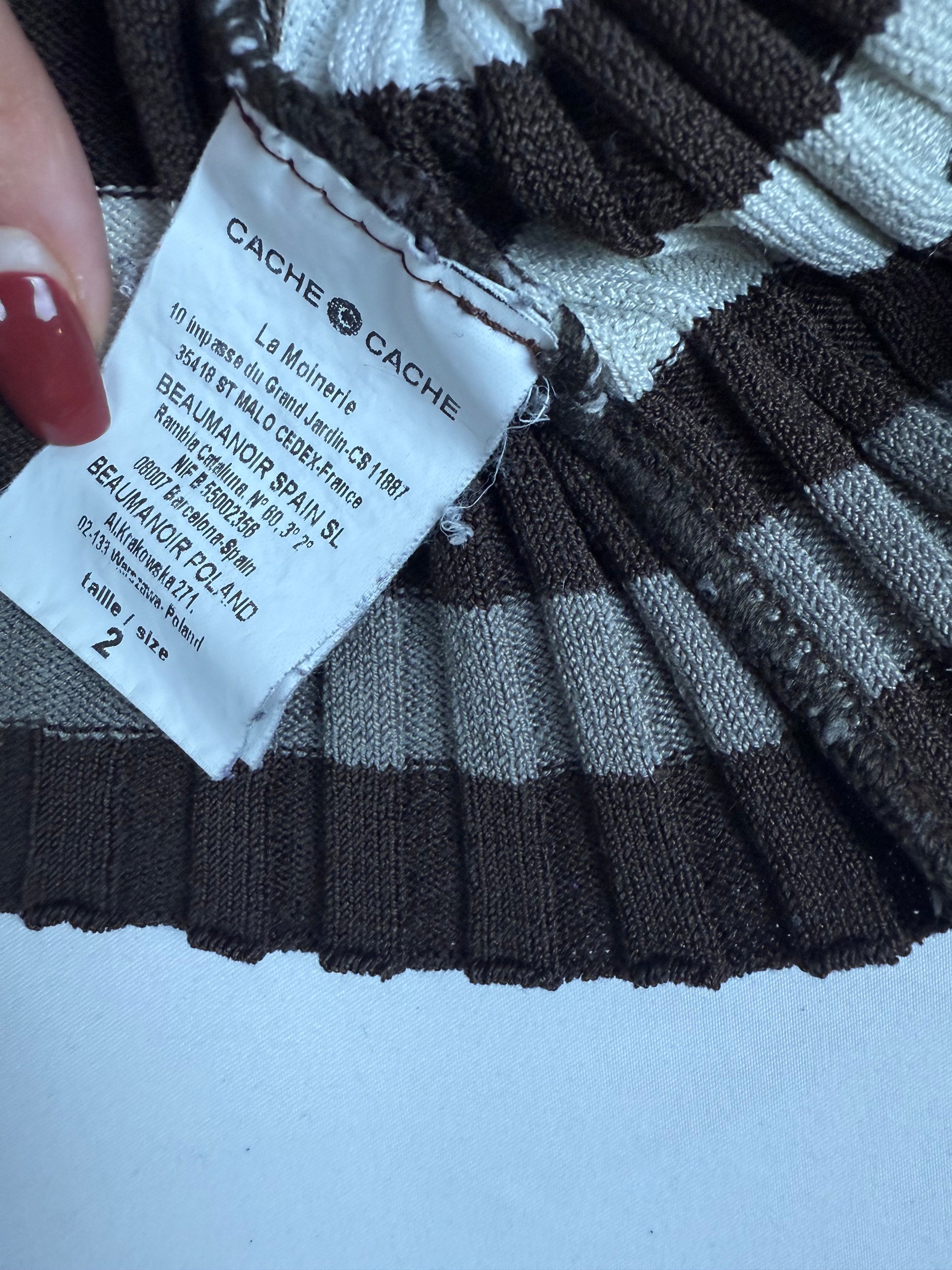 Brown striped turtleneck tight fit jumper (M)