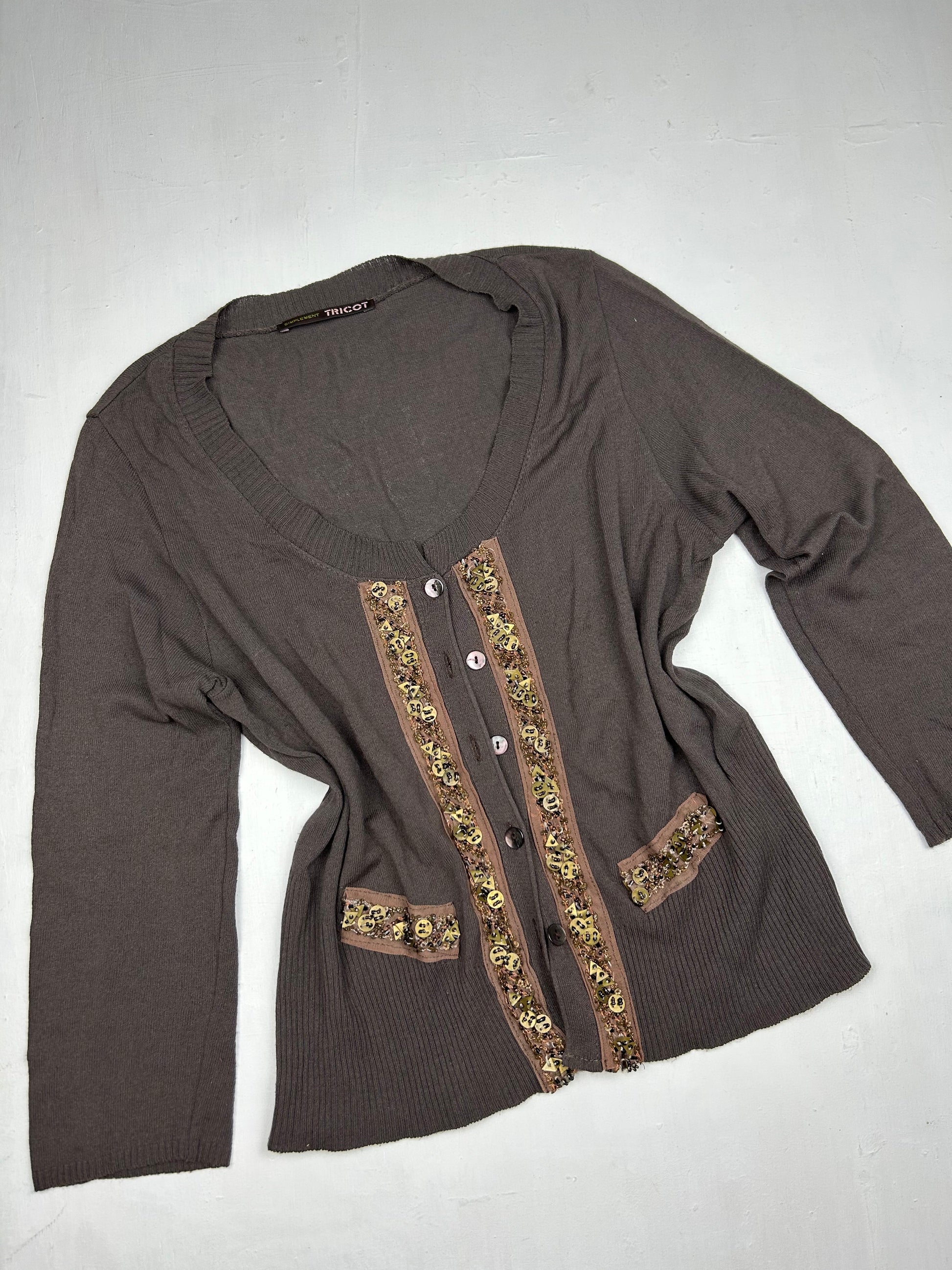 Brown 100% cotton cardigan top (M/L)