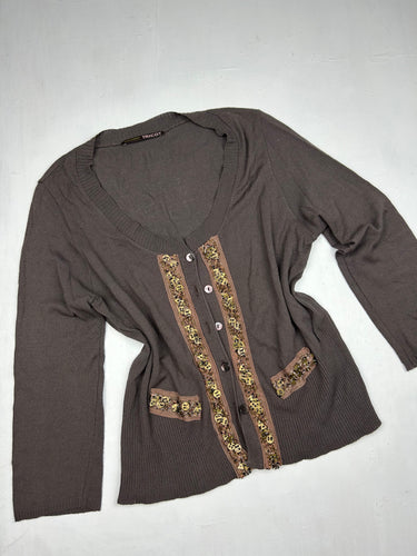 Brown 100% cotton cardigan top (M/L)