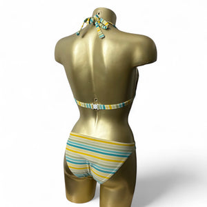 Striped yellow low rise bikini set (S)