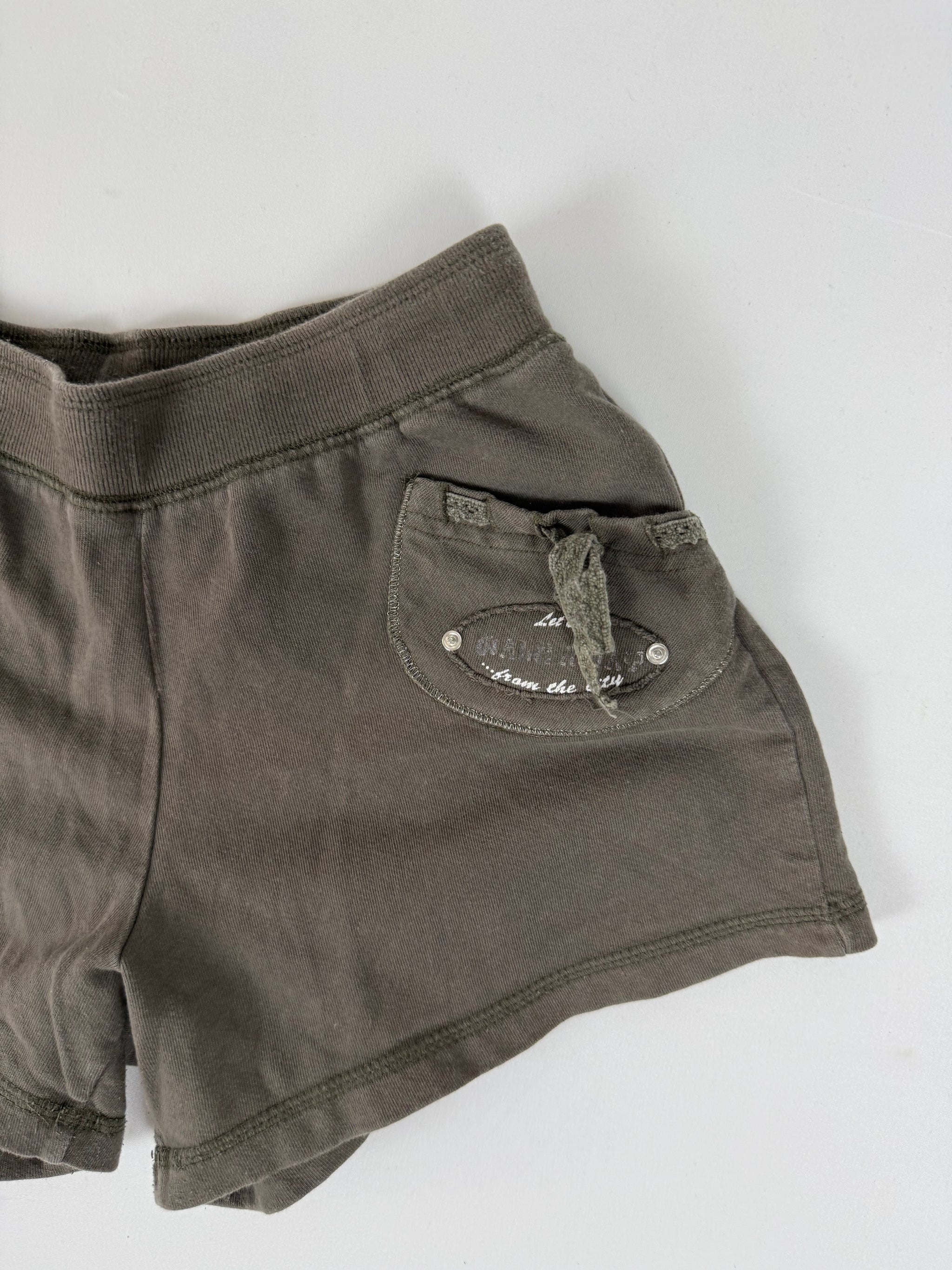 Khaki cotton low rise mini short (M)