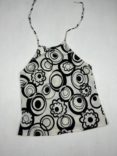 White graphic 100% cotton halter top (S/M)