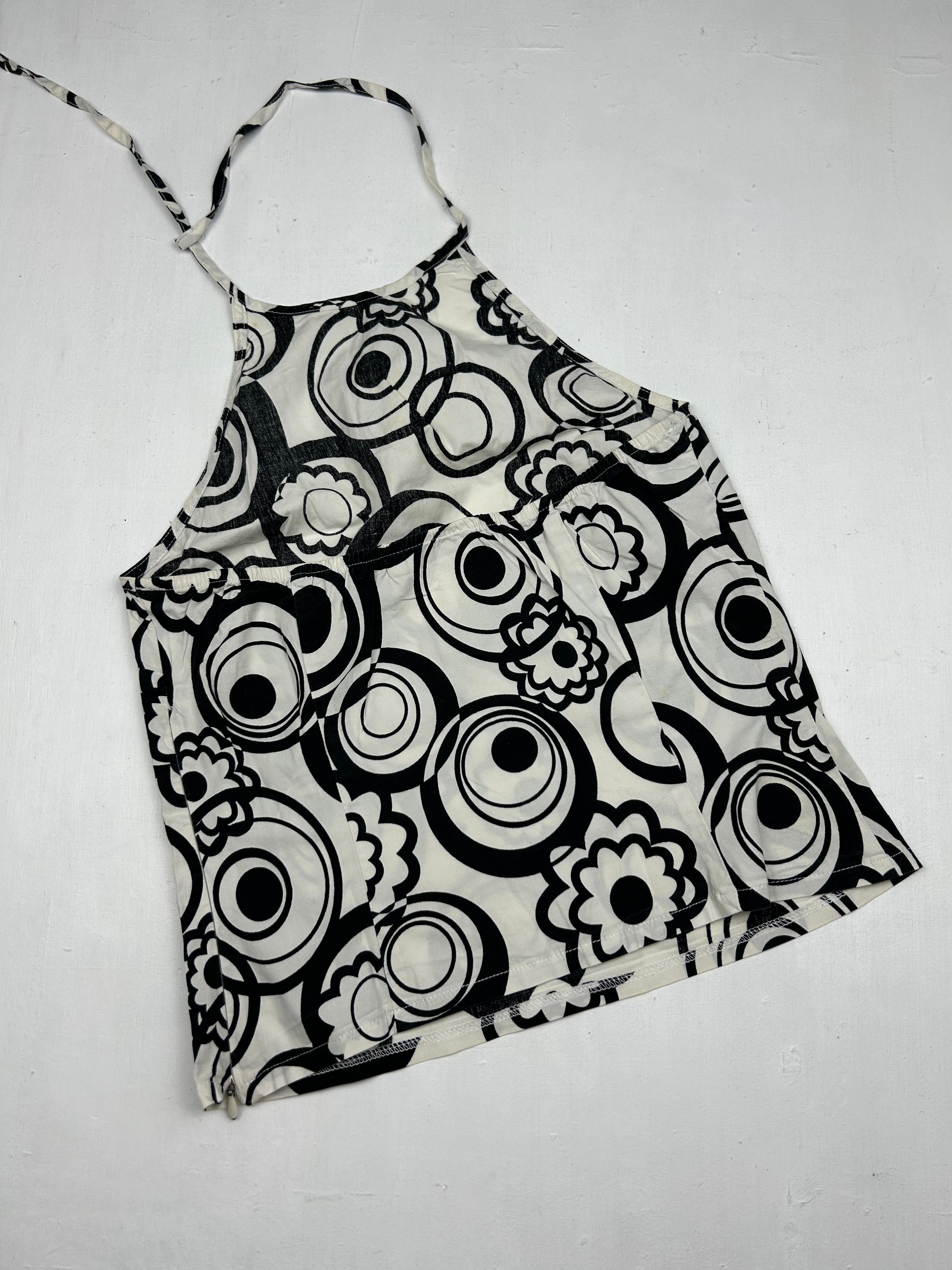 White graphic 100% cotton halter top (S/M)