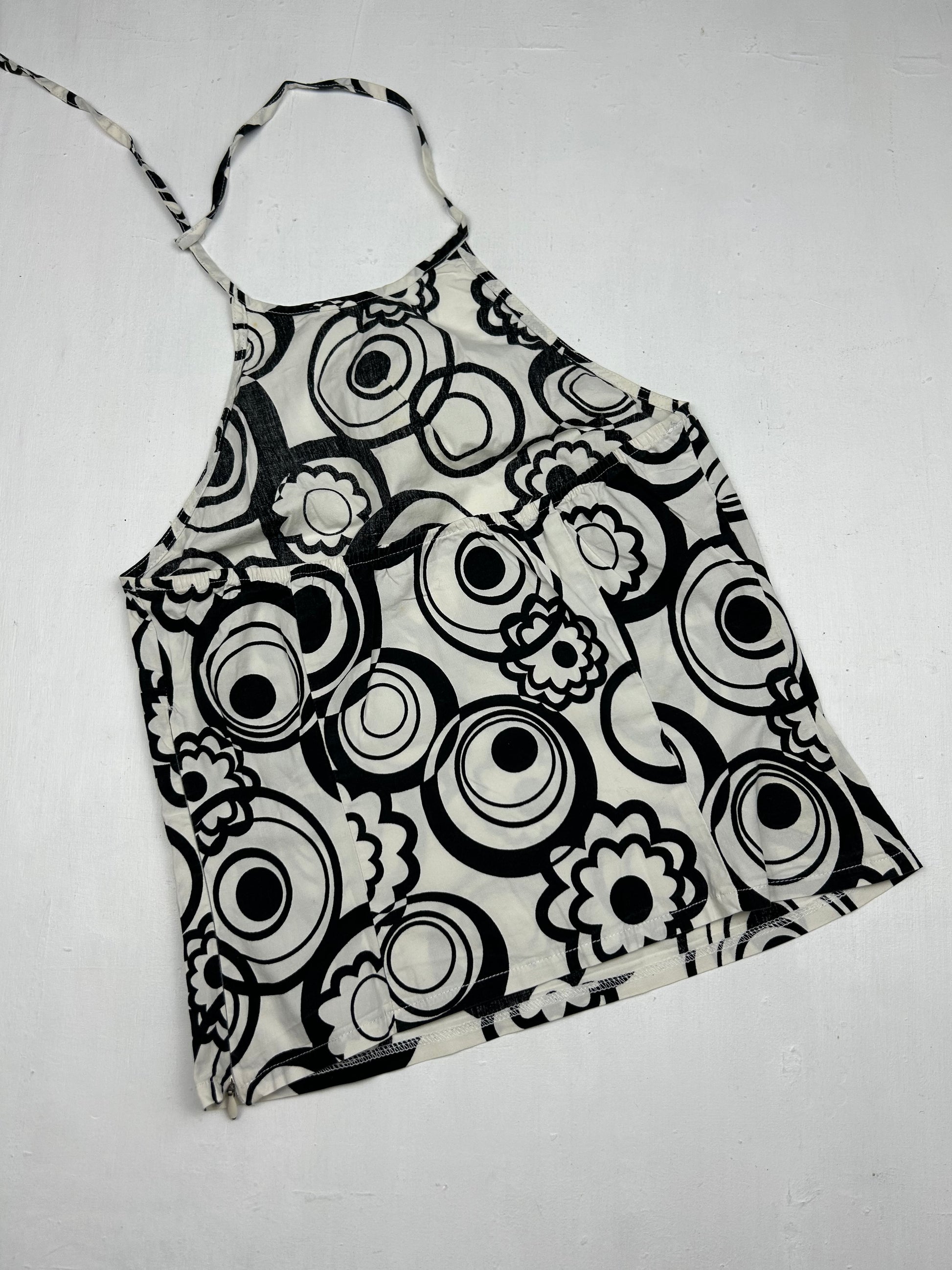 White graphic 100% cotton halter top (S/M)