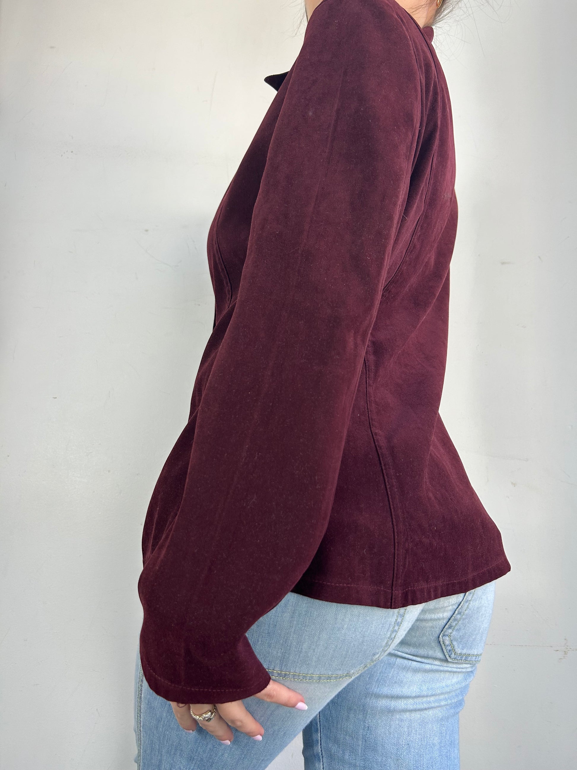 Purple velvet office blazer jacket (M)