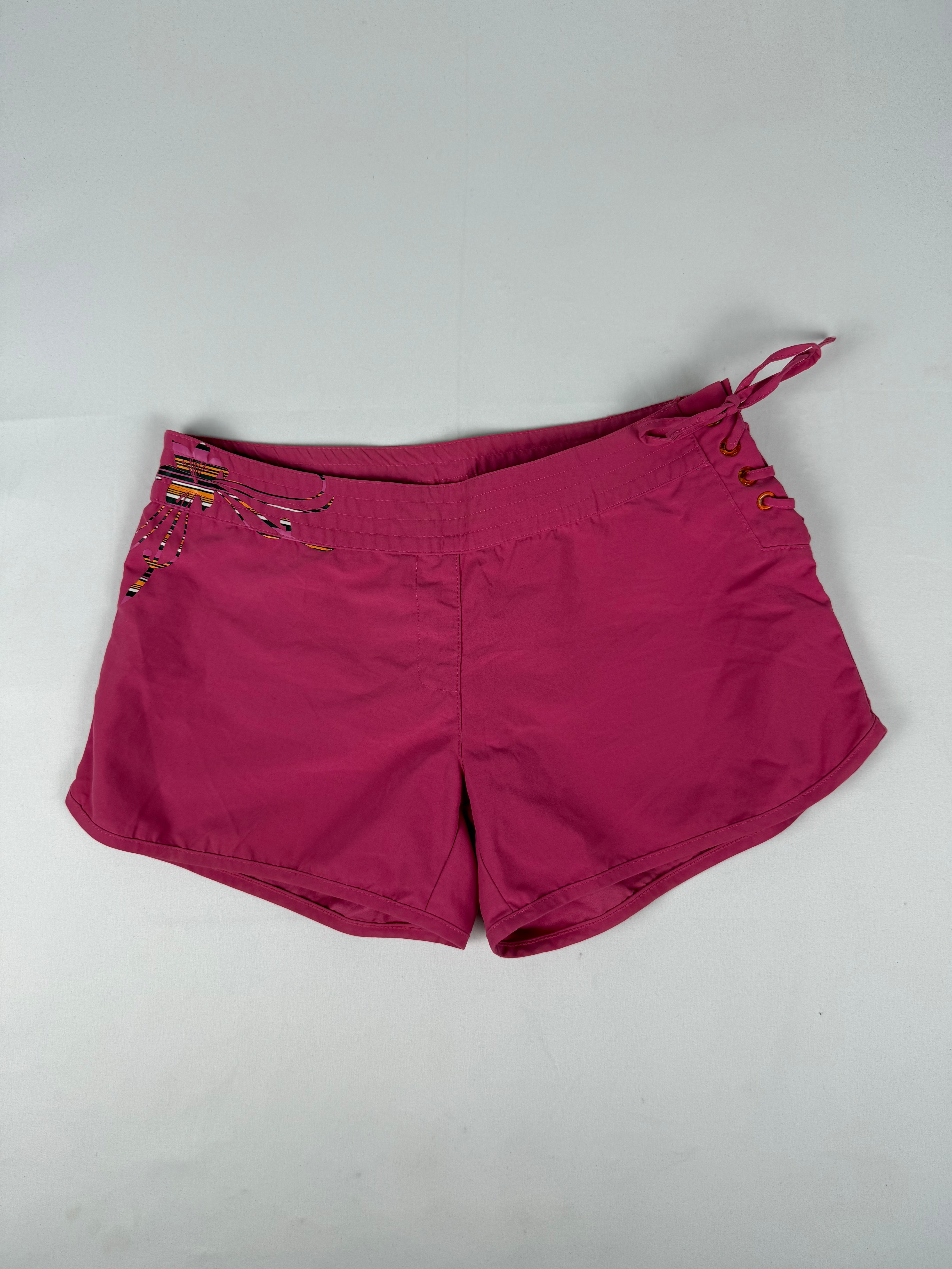 Pink lace up low rise mini short (S/M)