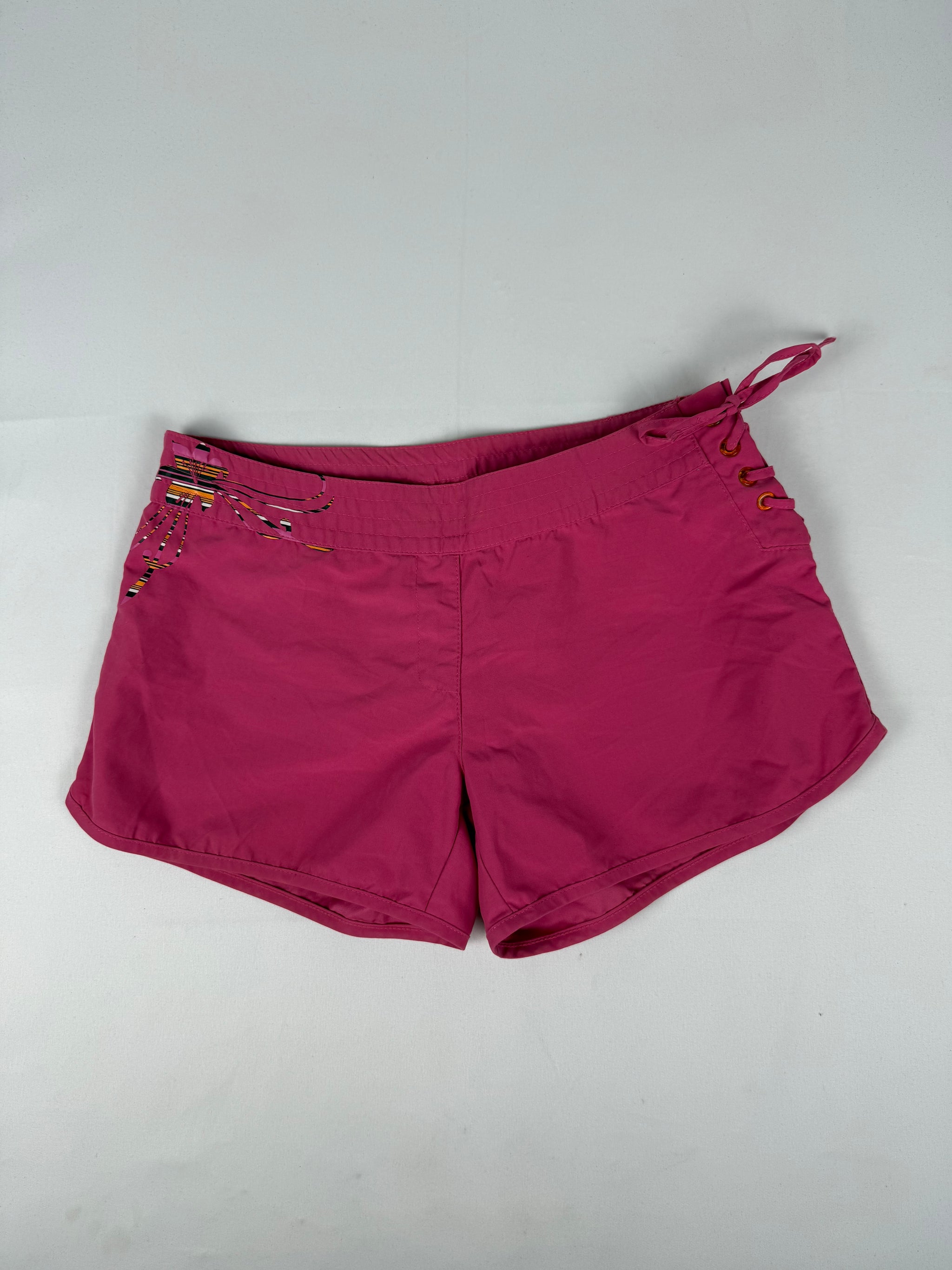 Pink lace up low rise mini short (S/M)