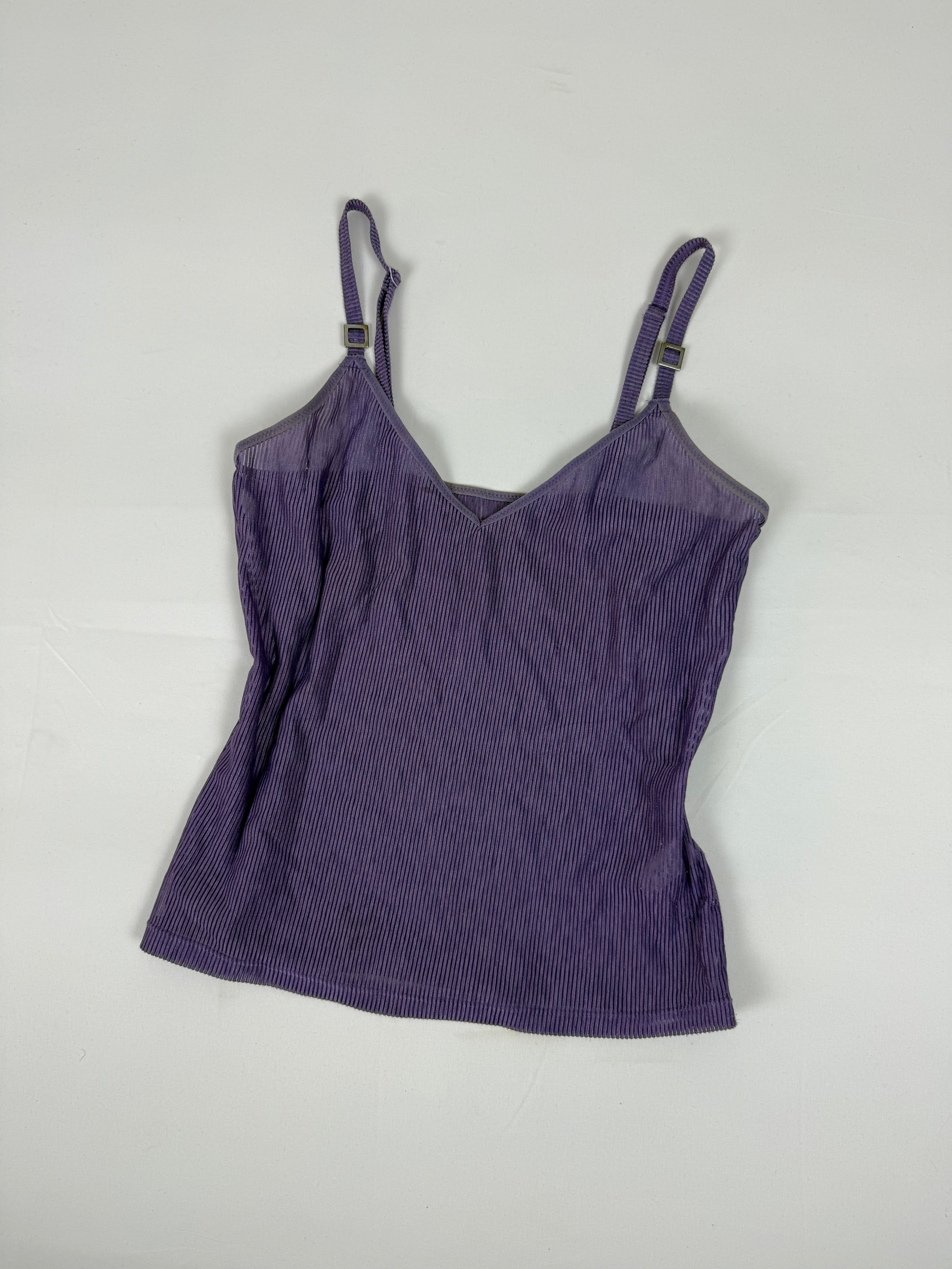 Purple striped mesh top (M)