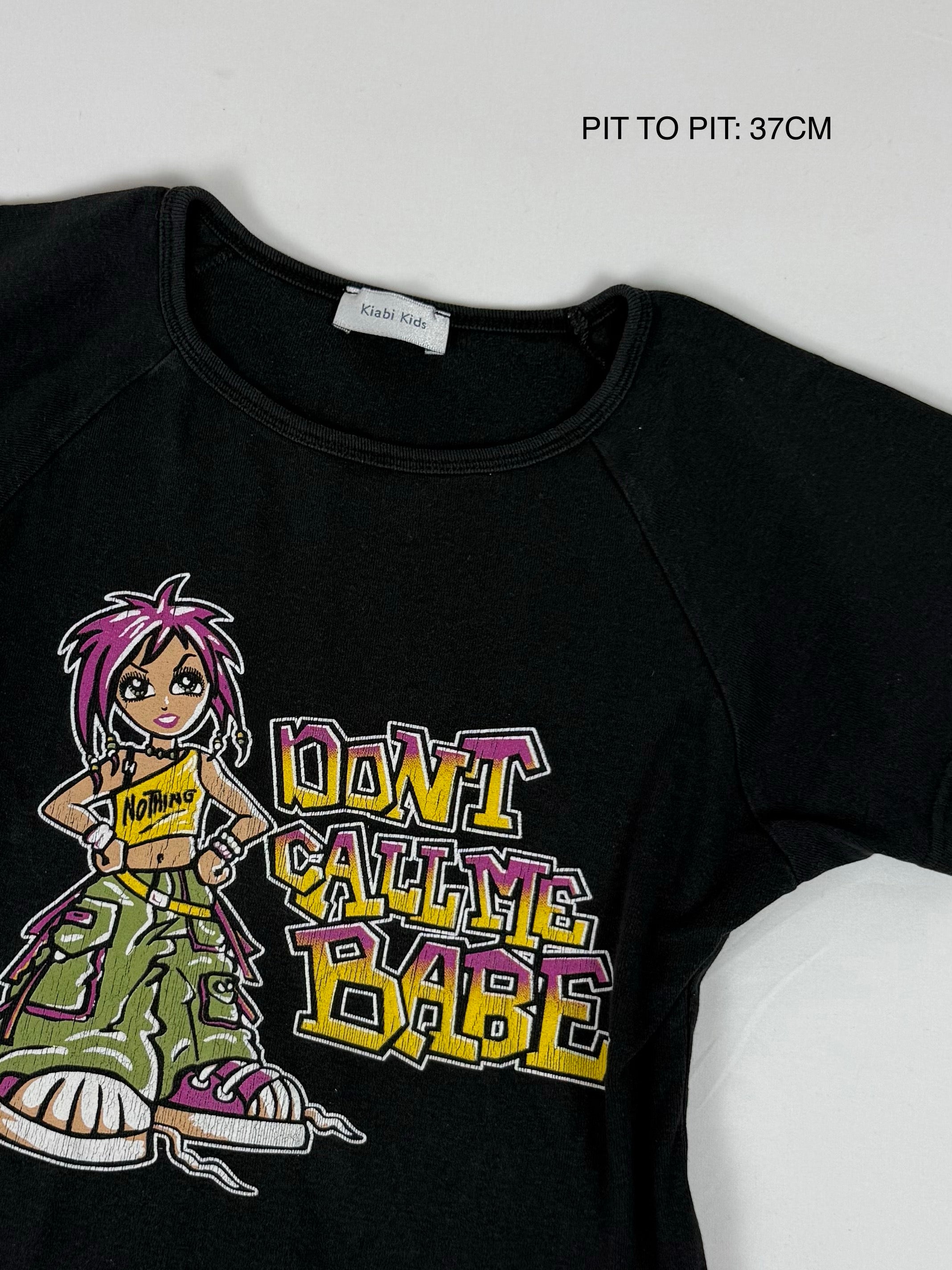 Black graphic cotton tee (M)
