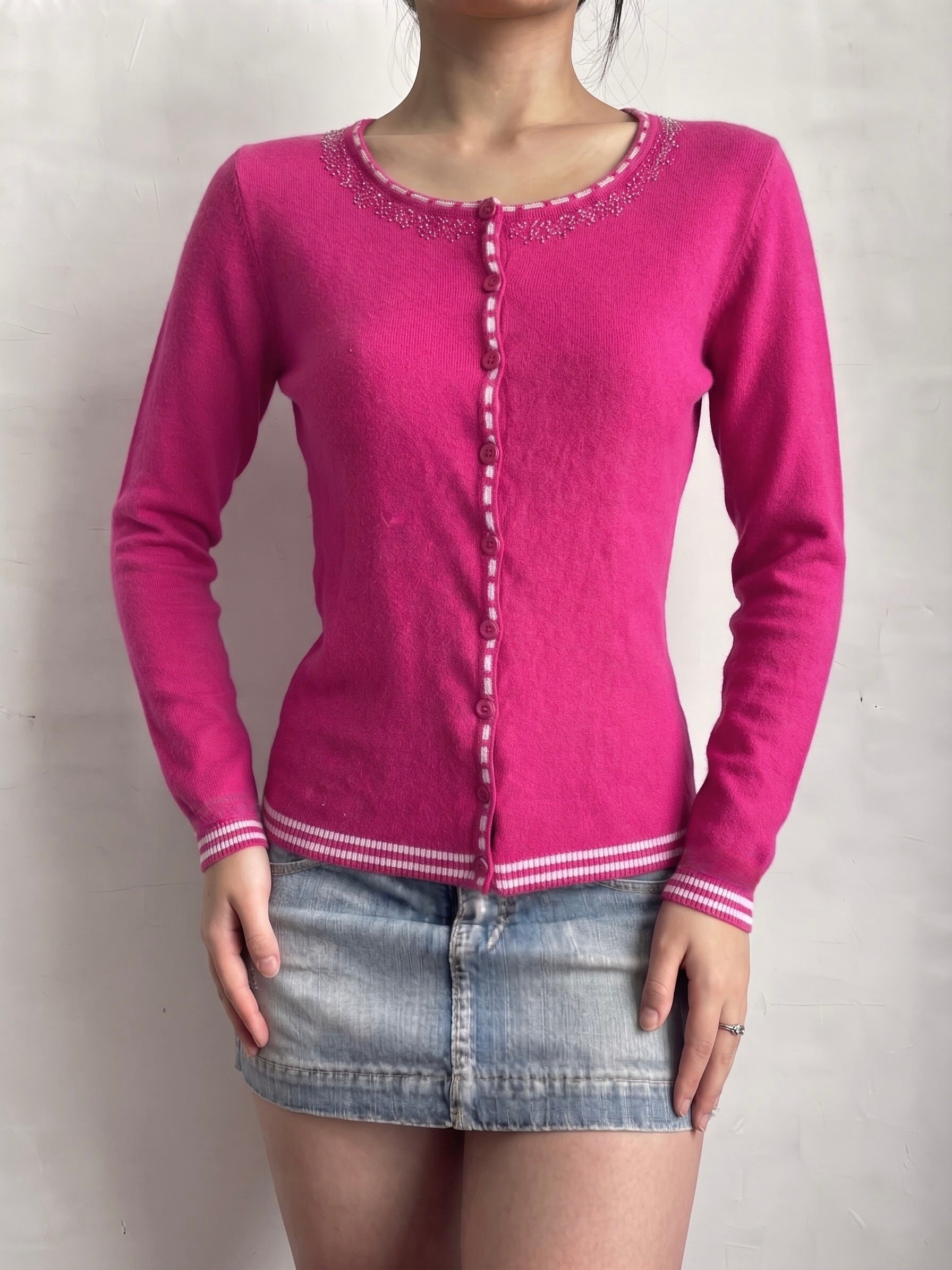 Pink super soft 90% wool cardigan (L)