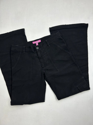 Black low waist baggy cargo pants (S)