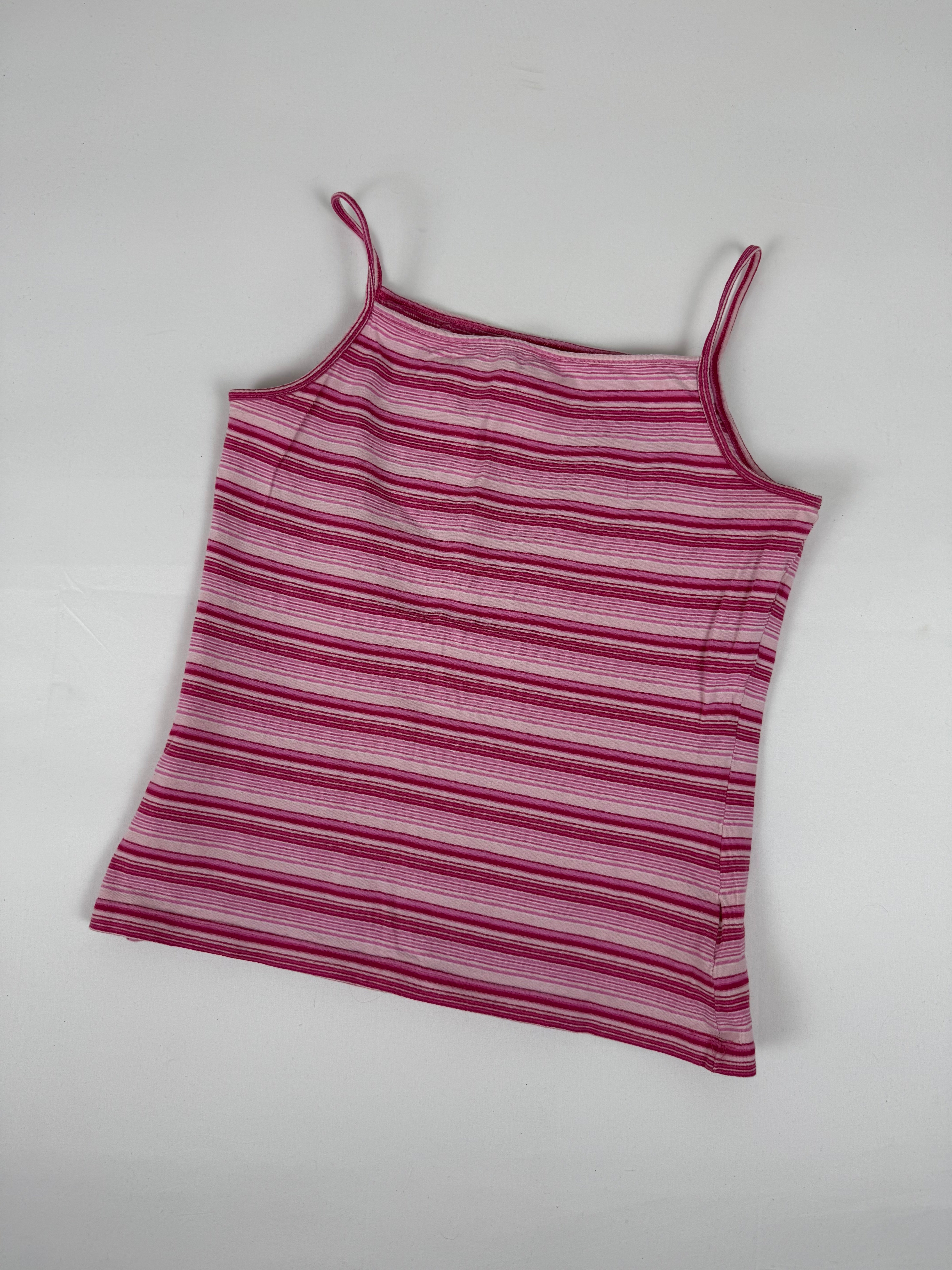 Pink striped 100% cotton cami top (XL)