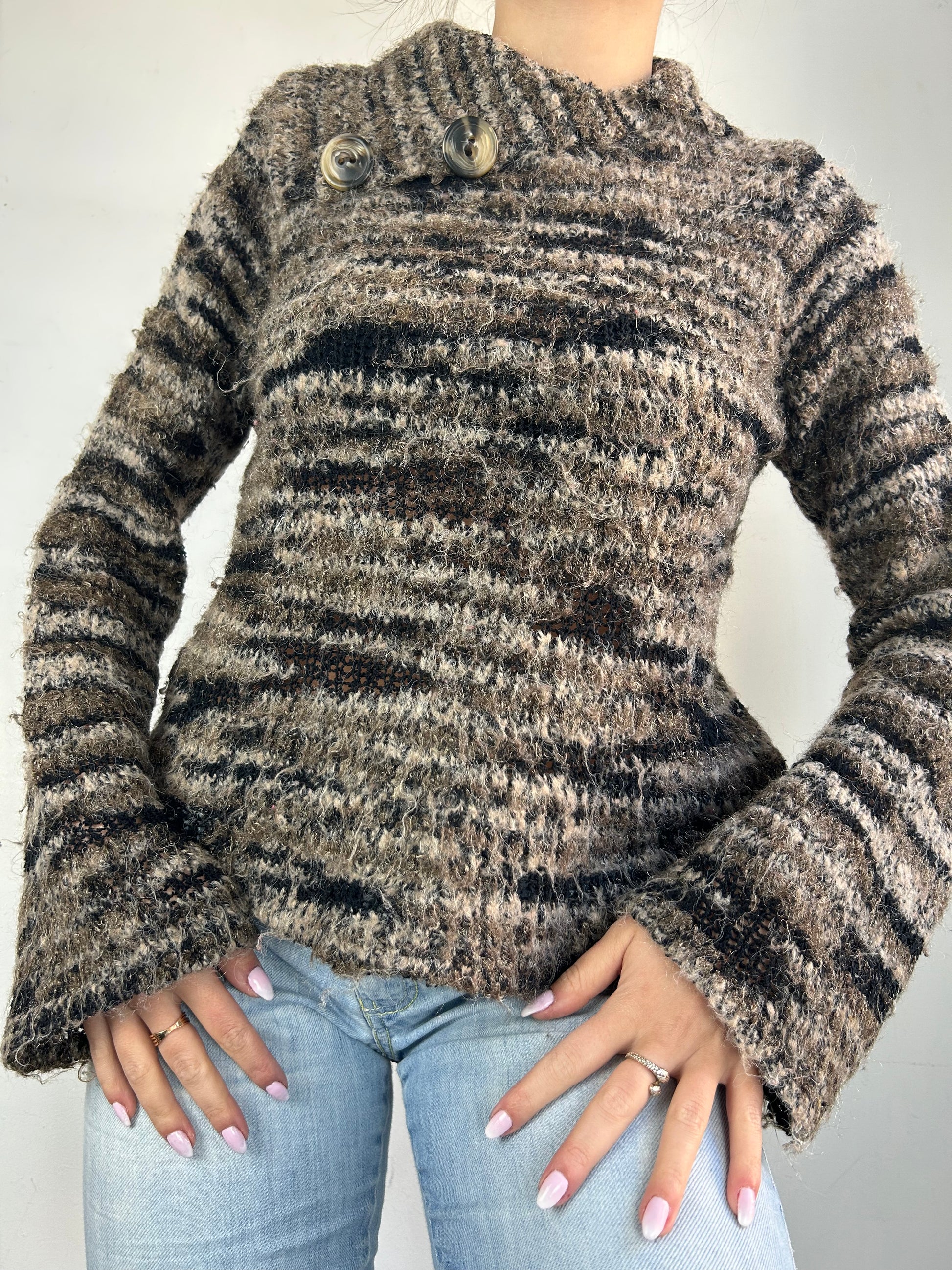 Khaki turtleneck jumper (S/M)