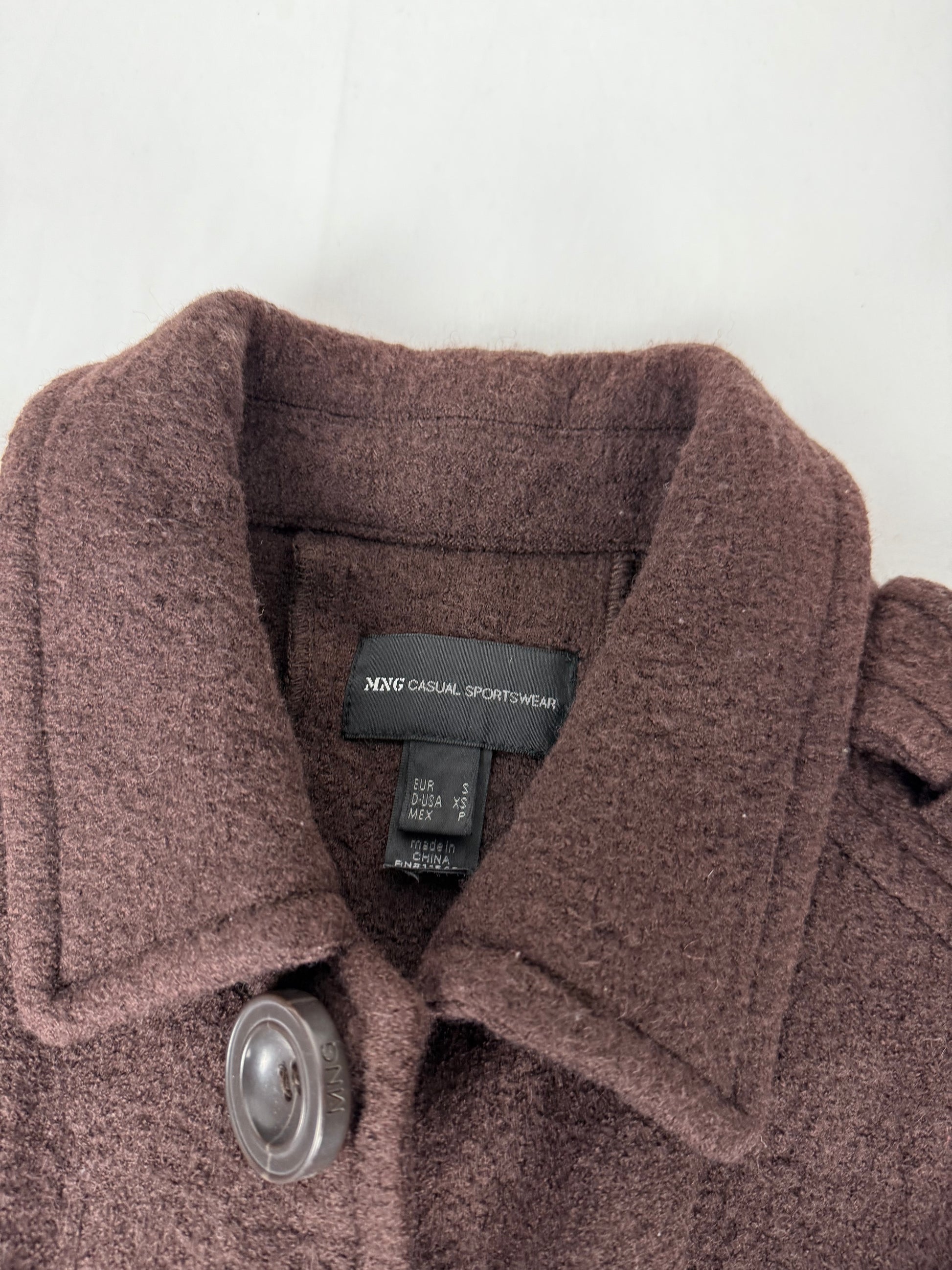 Brown wool tight fit trench caban jacket (S)