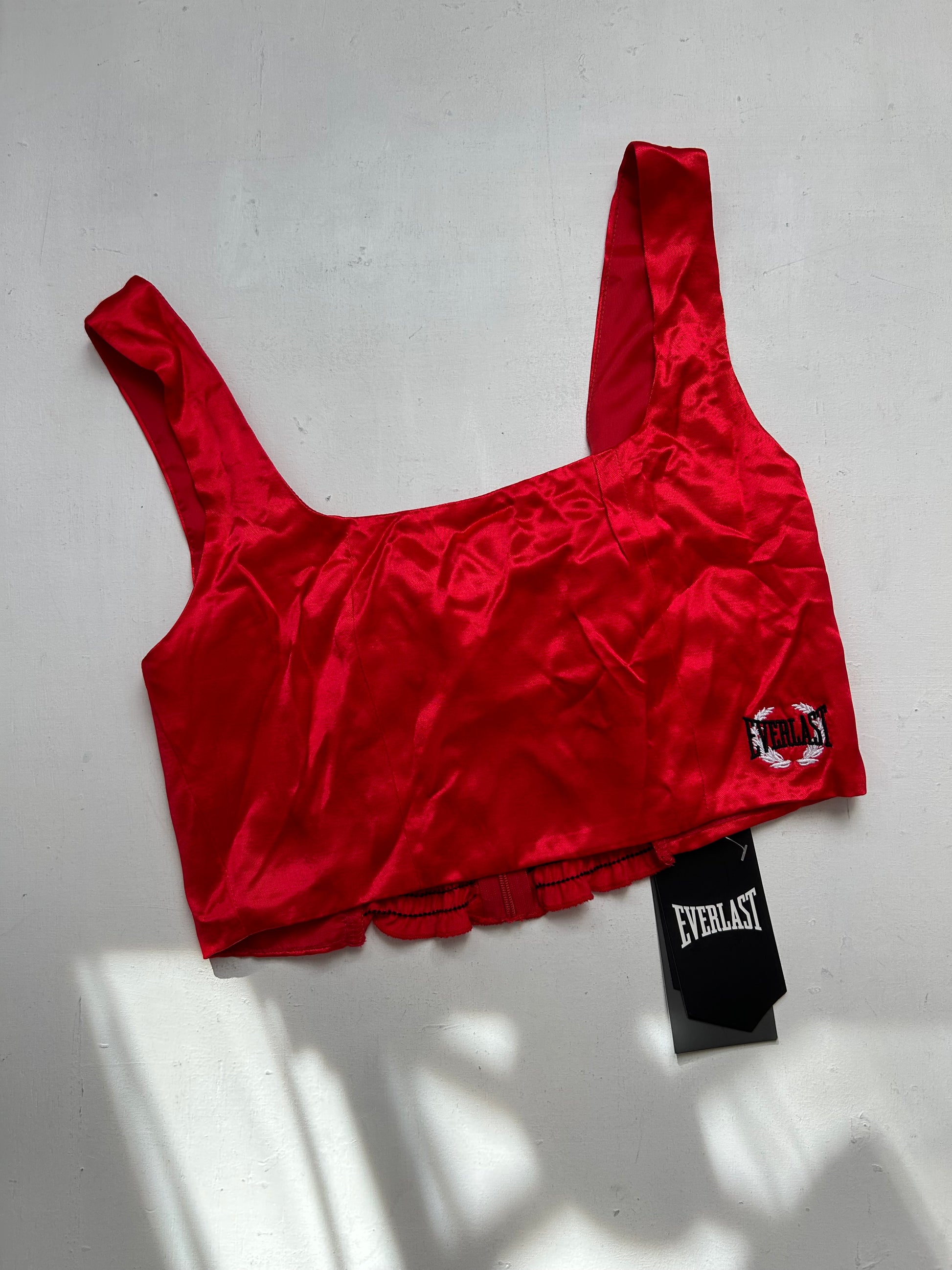 Red silk effect 90s y2k vintage corset top