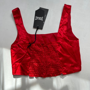 Red silk effect 90s y2k vintage corset top