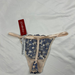 Beige & blue embroidered brand new thong (L)