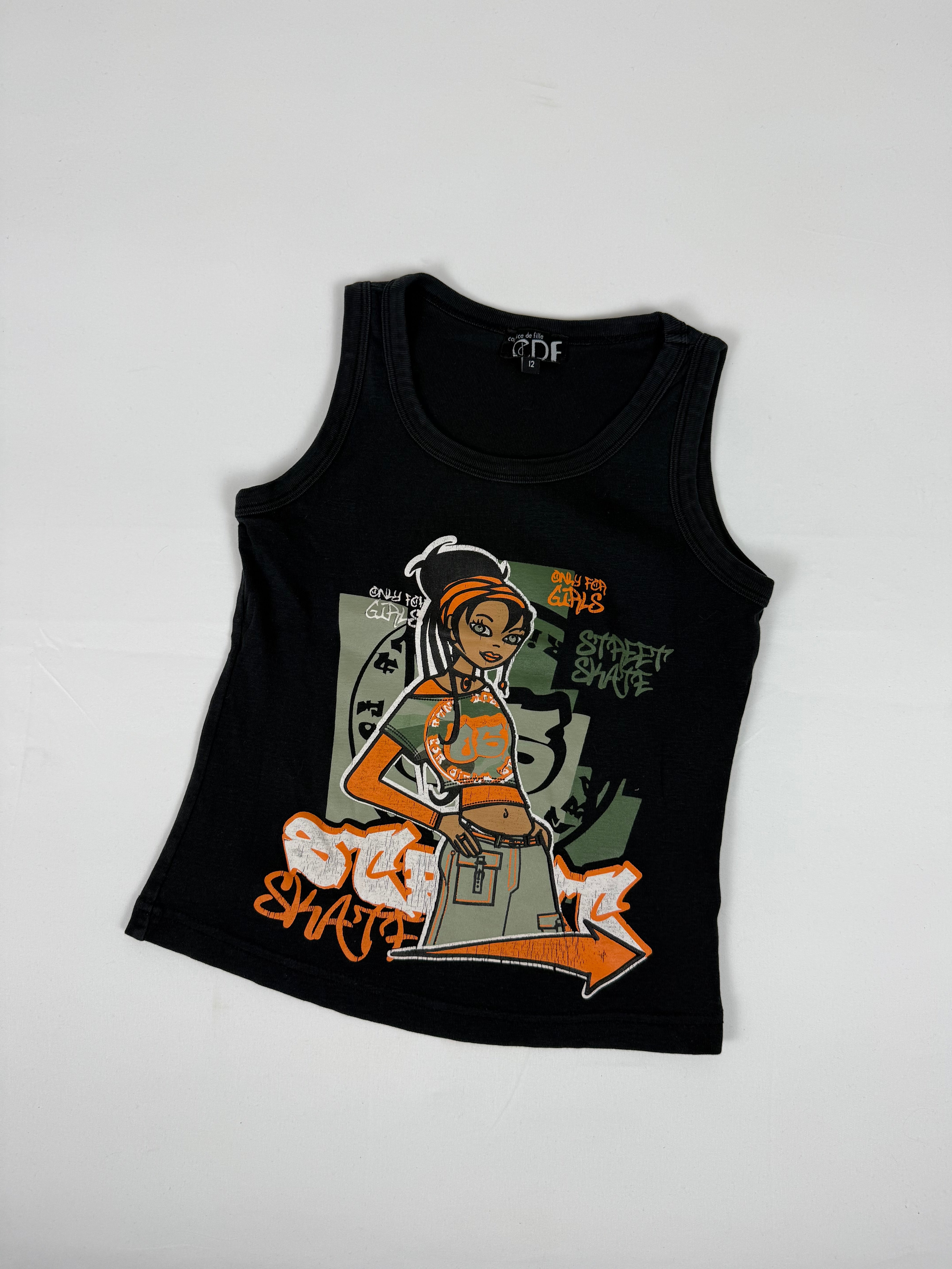 Black graphic tank top (S)