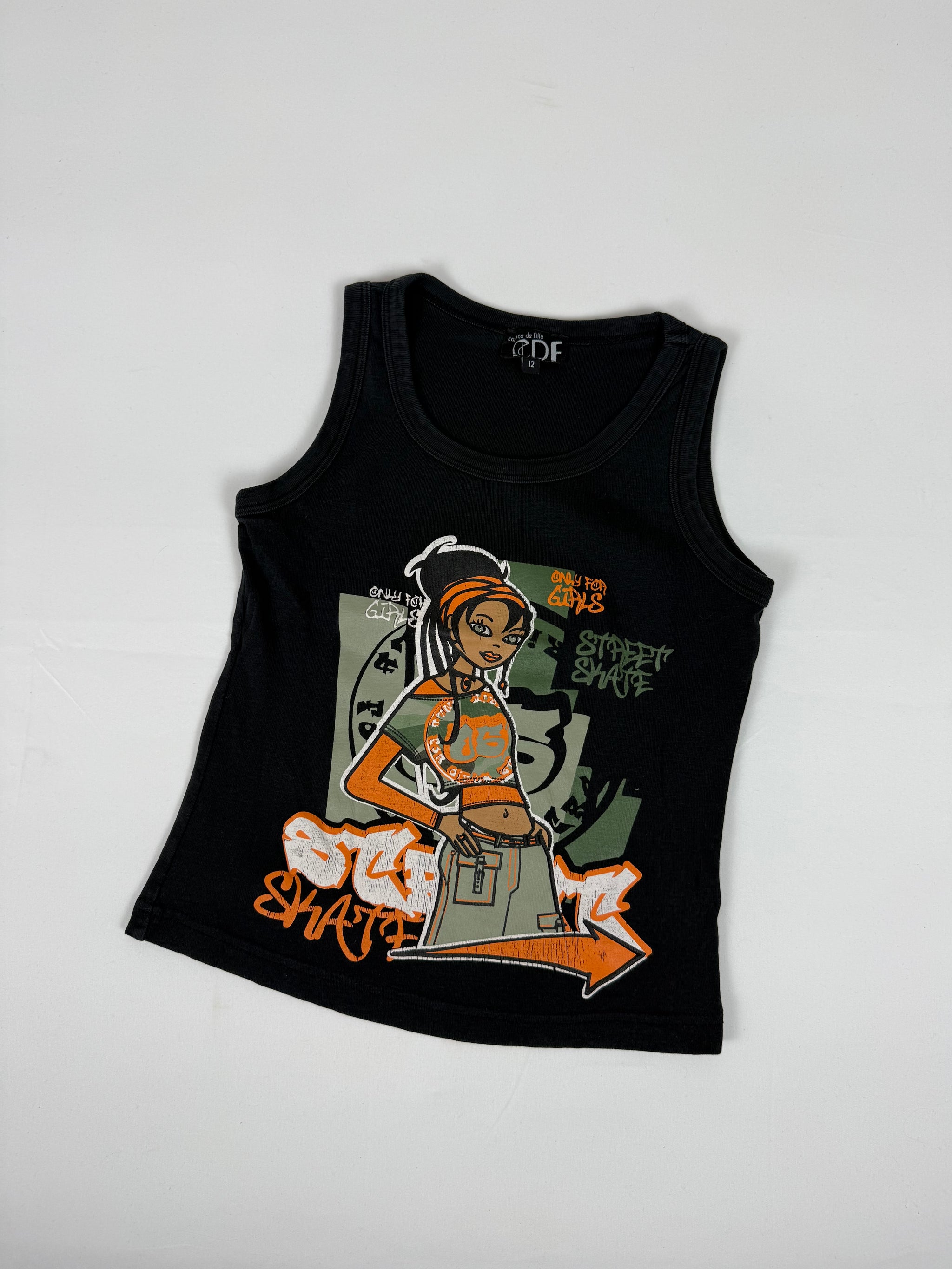 Black graphic tank top (S)