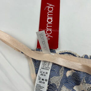 Beige & blue embroidered brand new thong (L)
