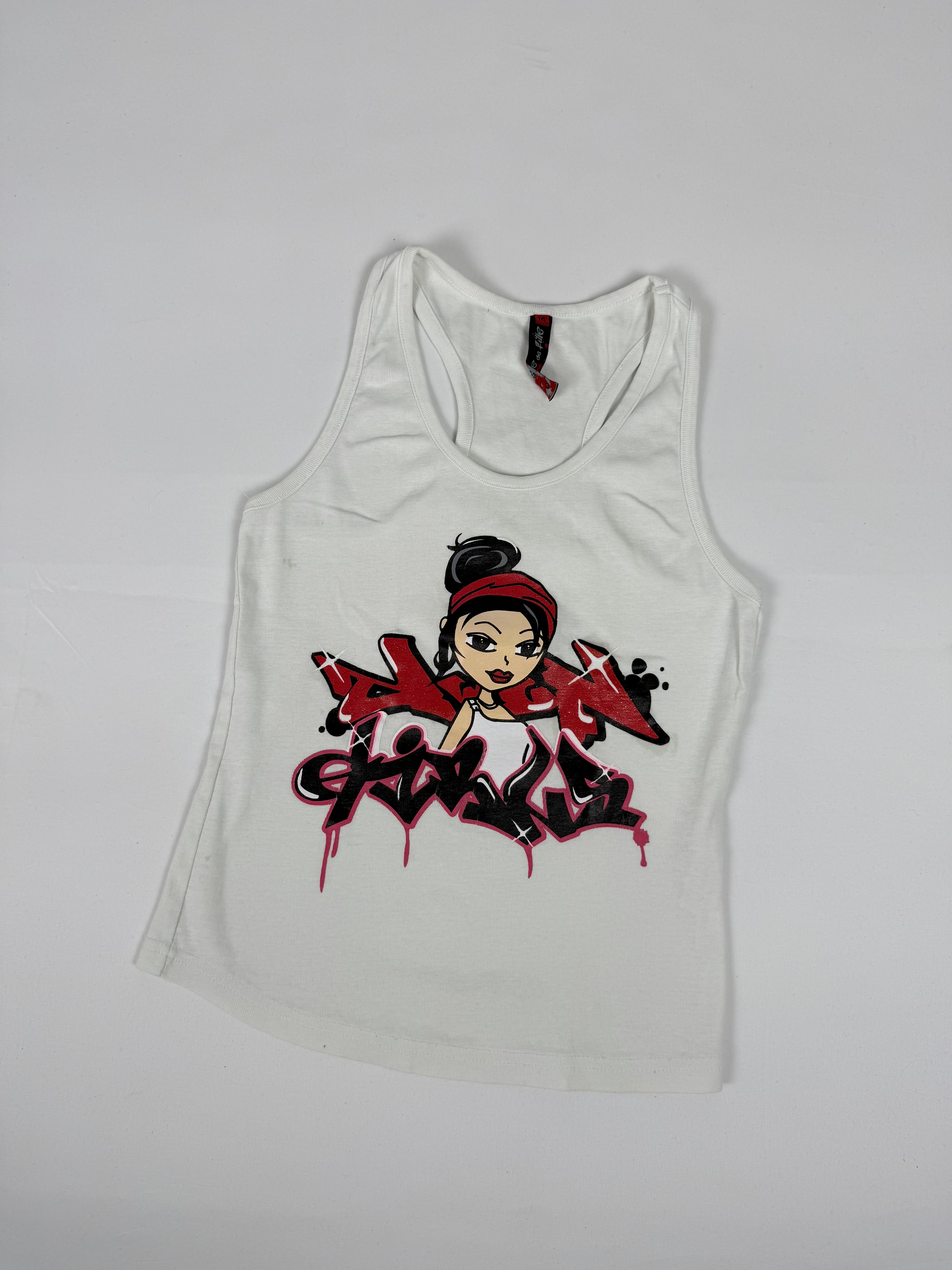 White graphic tank top (S)