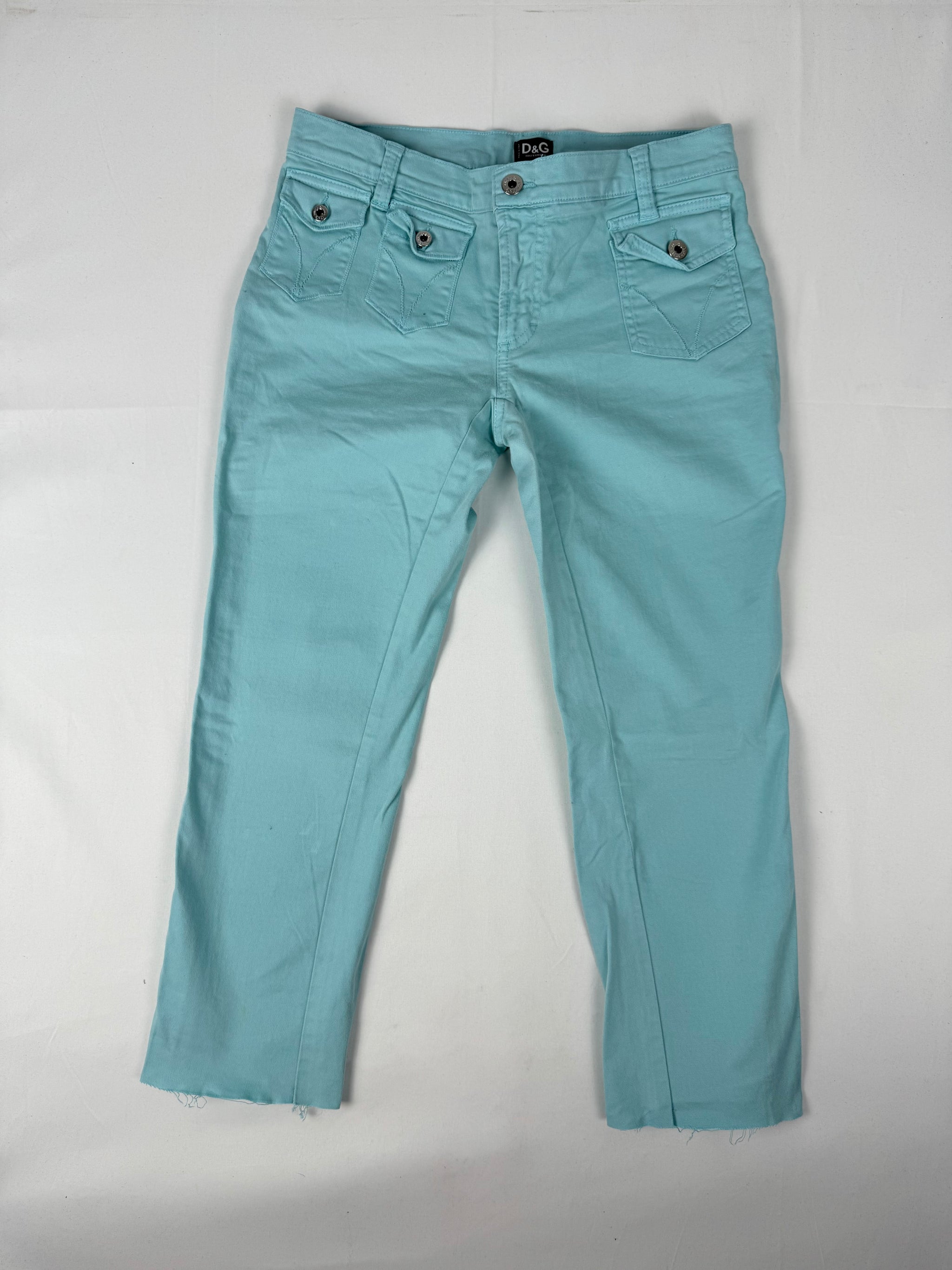 Blue denim low rise capri pants (S)