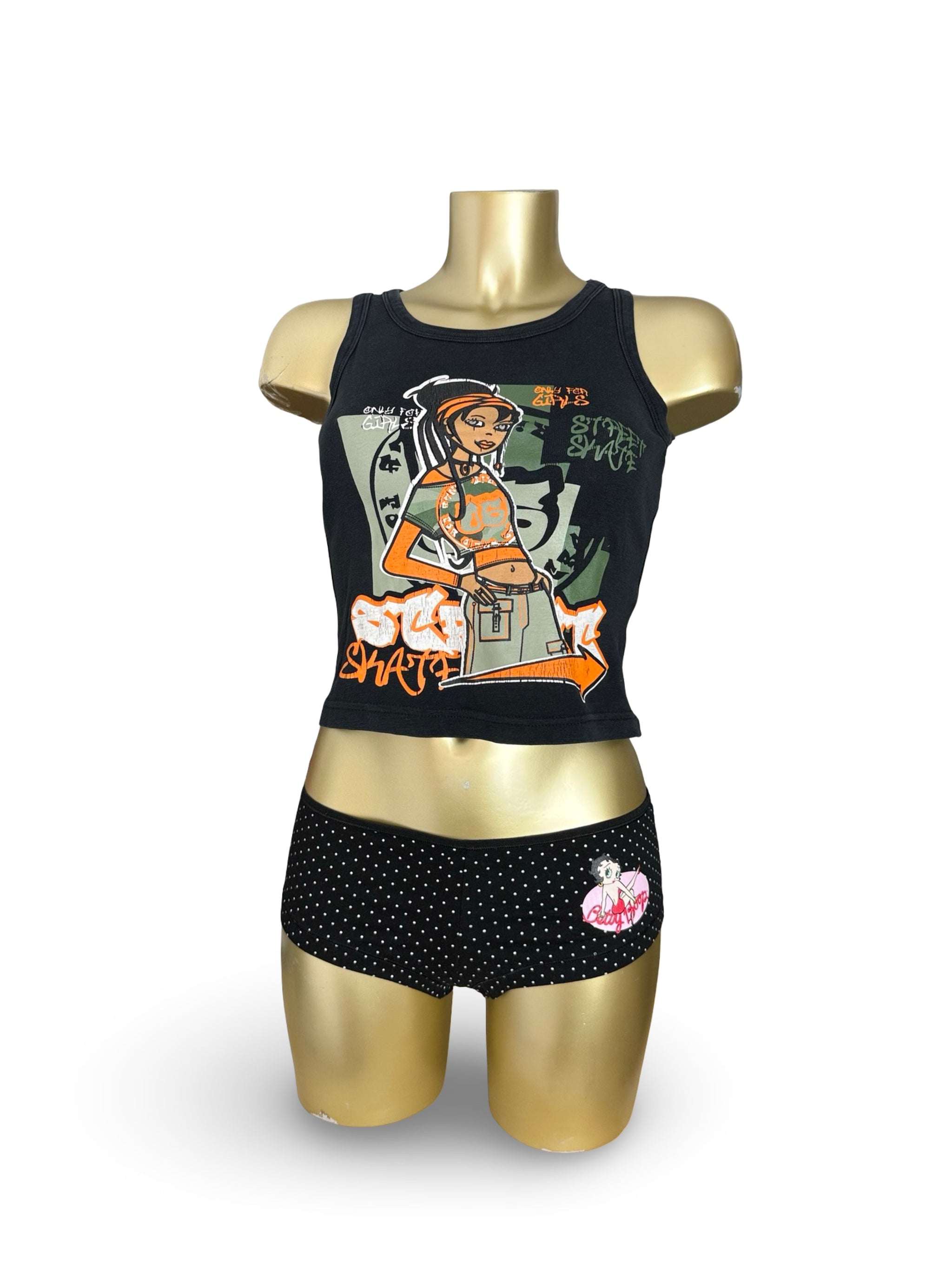 Black graphic tank top (S)