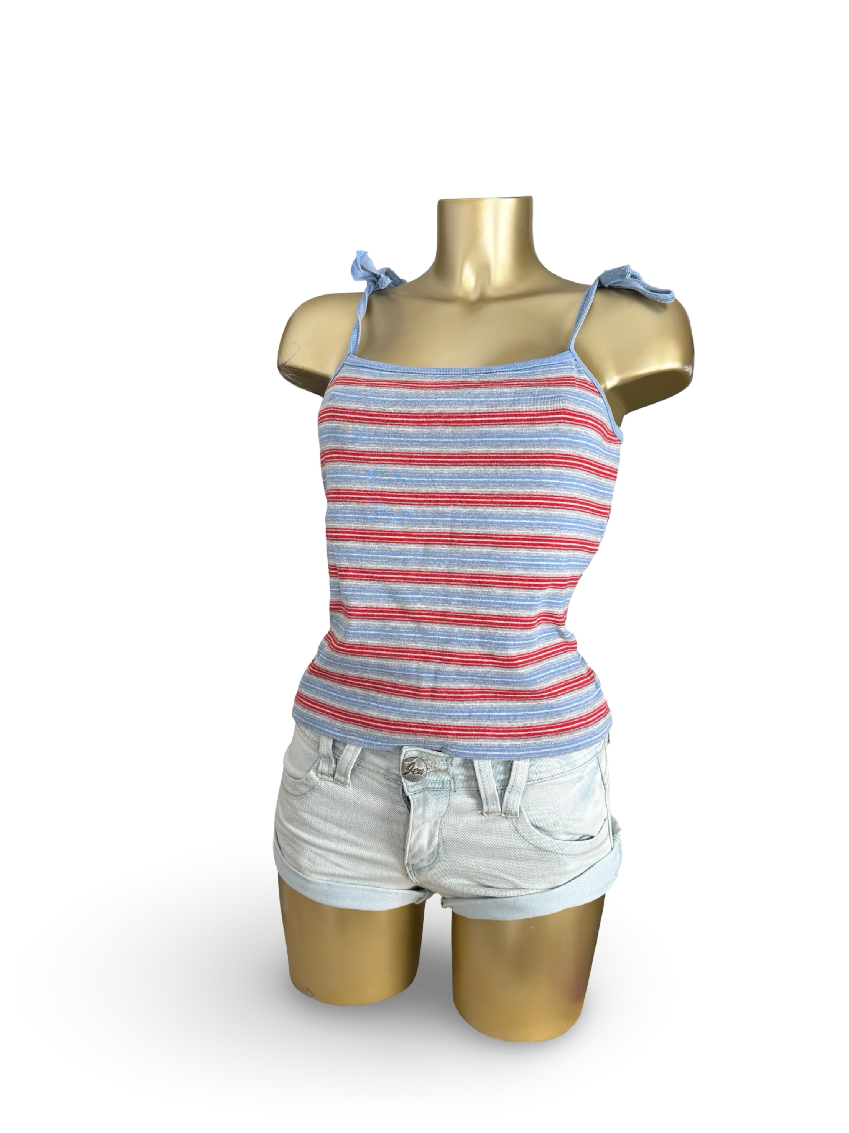 Blue striped tie up cami top (XL)