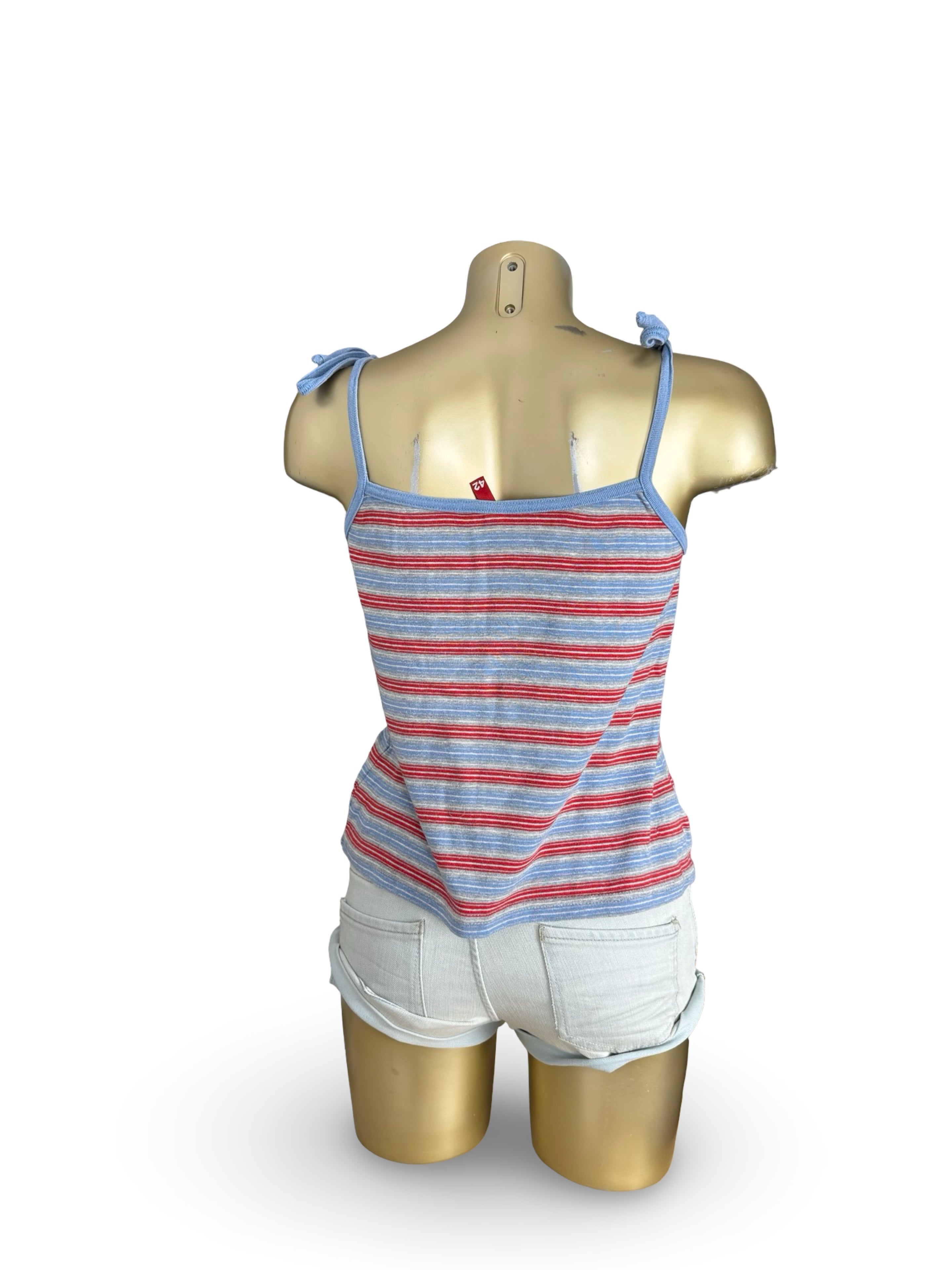 Blue striped tie up cami top (XL)