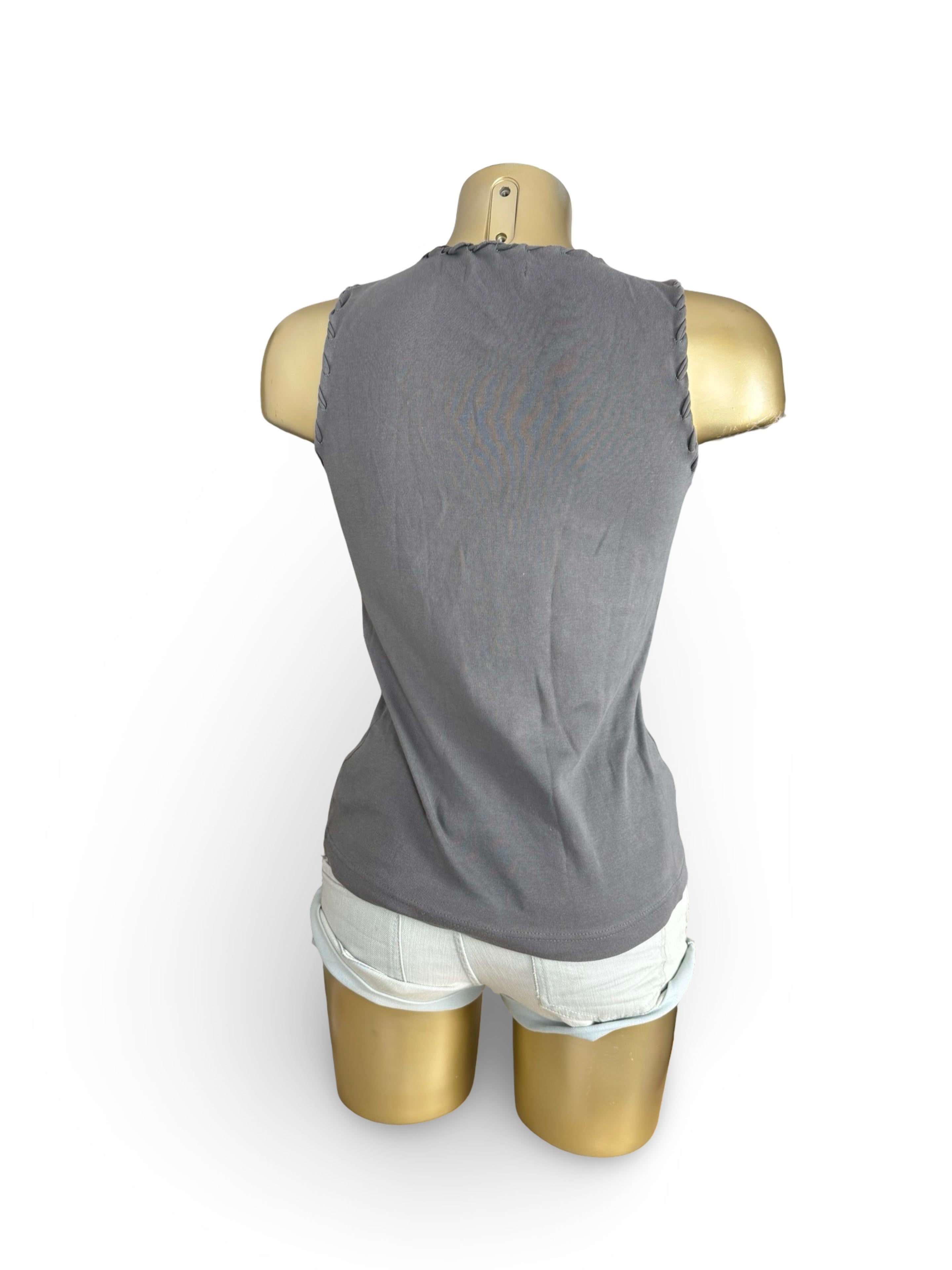 Grey lace up tank top (M)