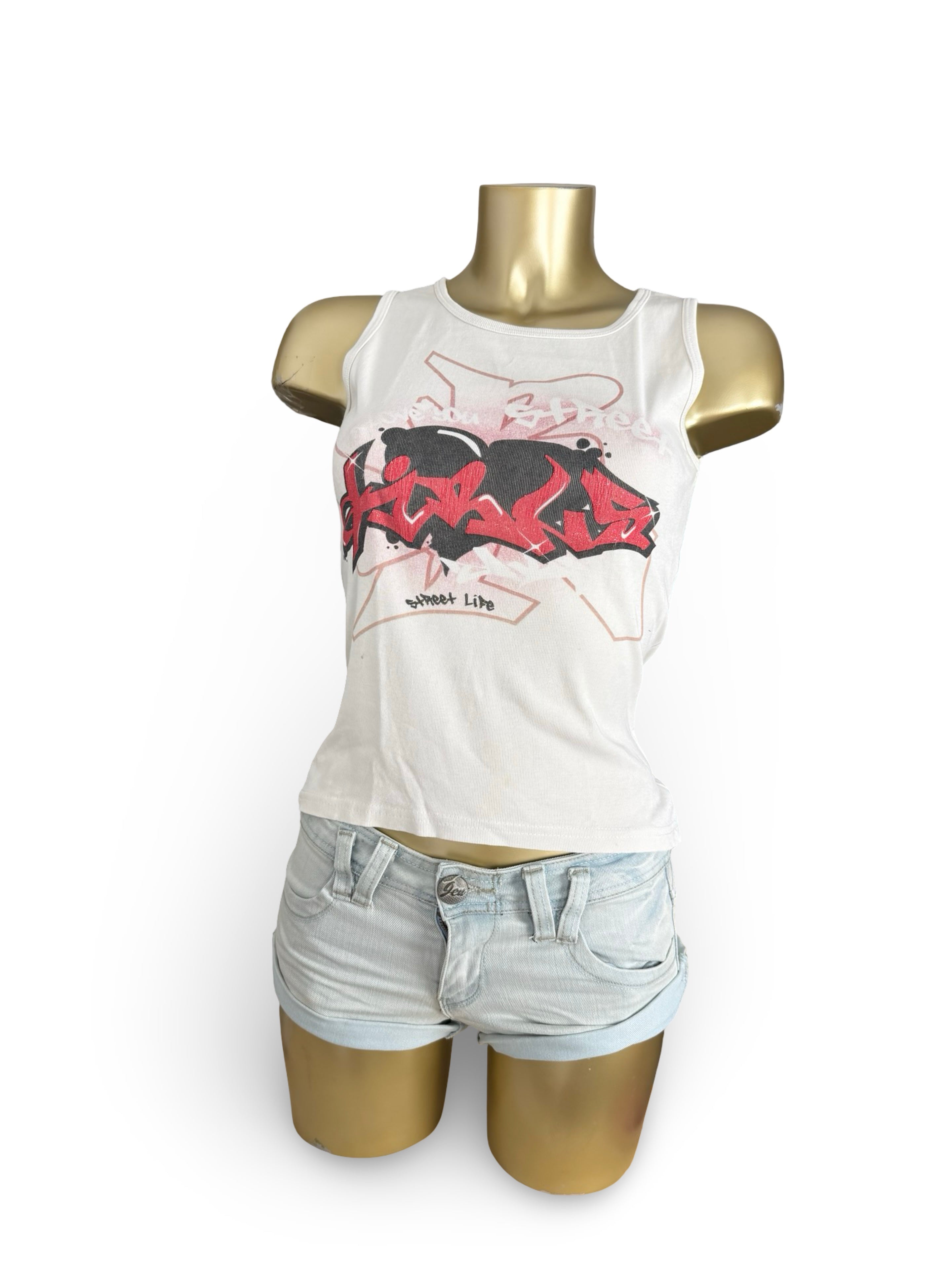 White graphic tank top (M)