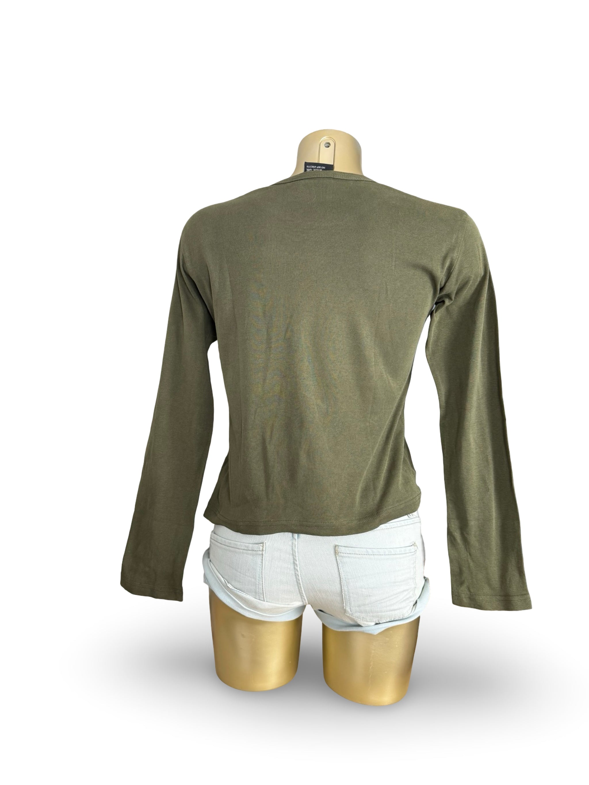 Khaki graphic long sleeves top (L)