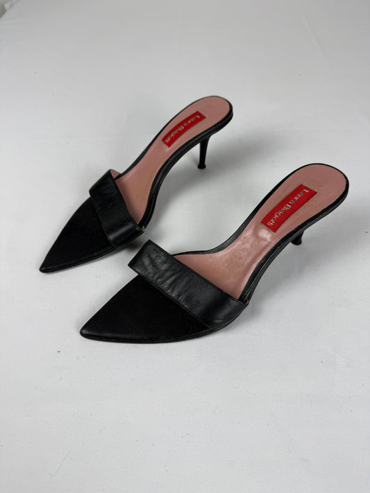 Black pointed toes mules heels (37)
