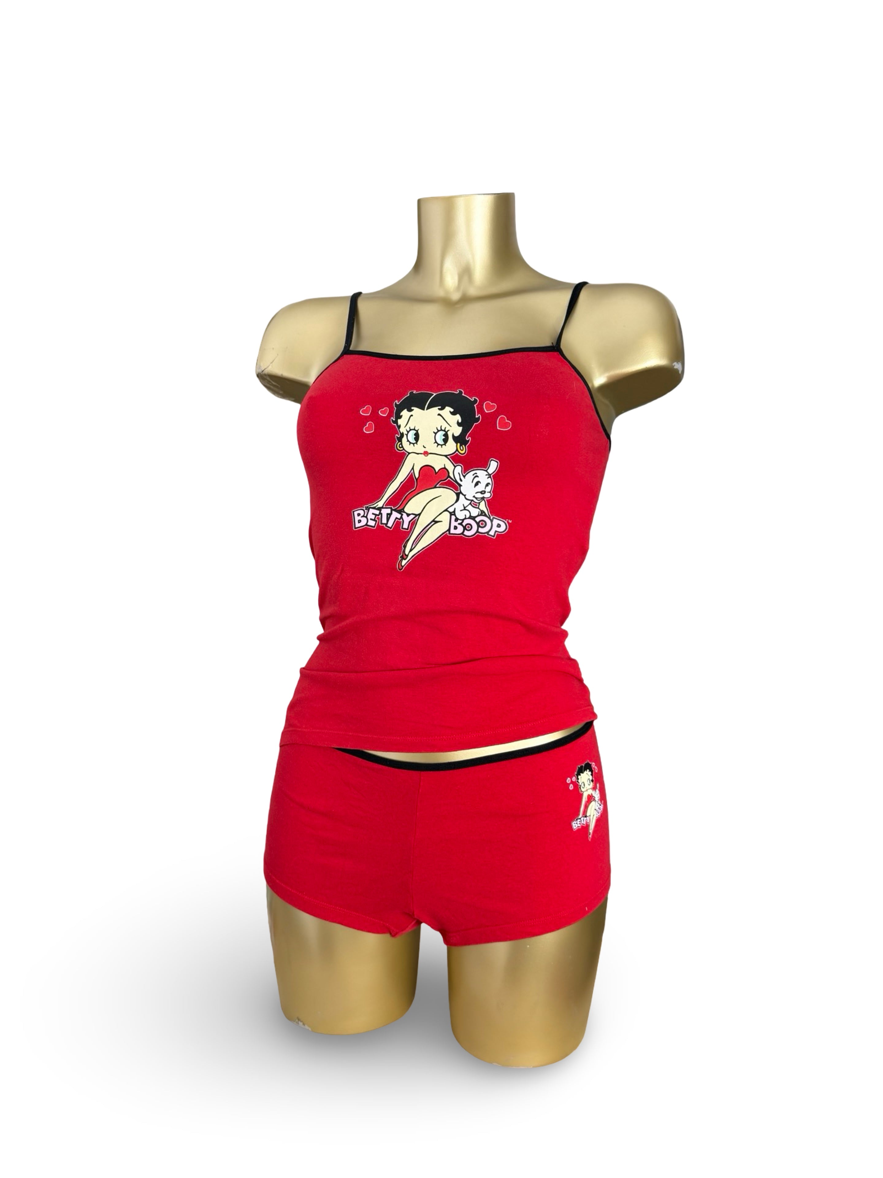 Red cotton top + shorty set (M)