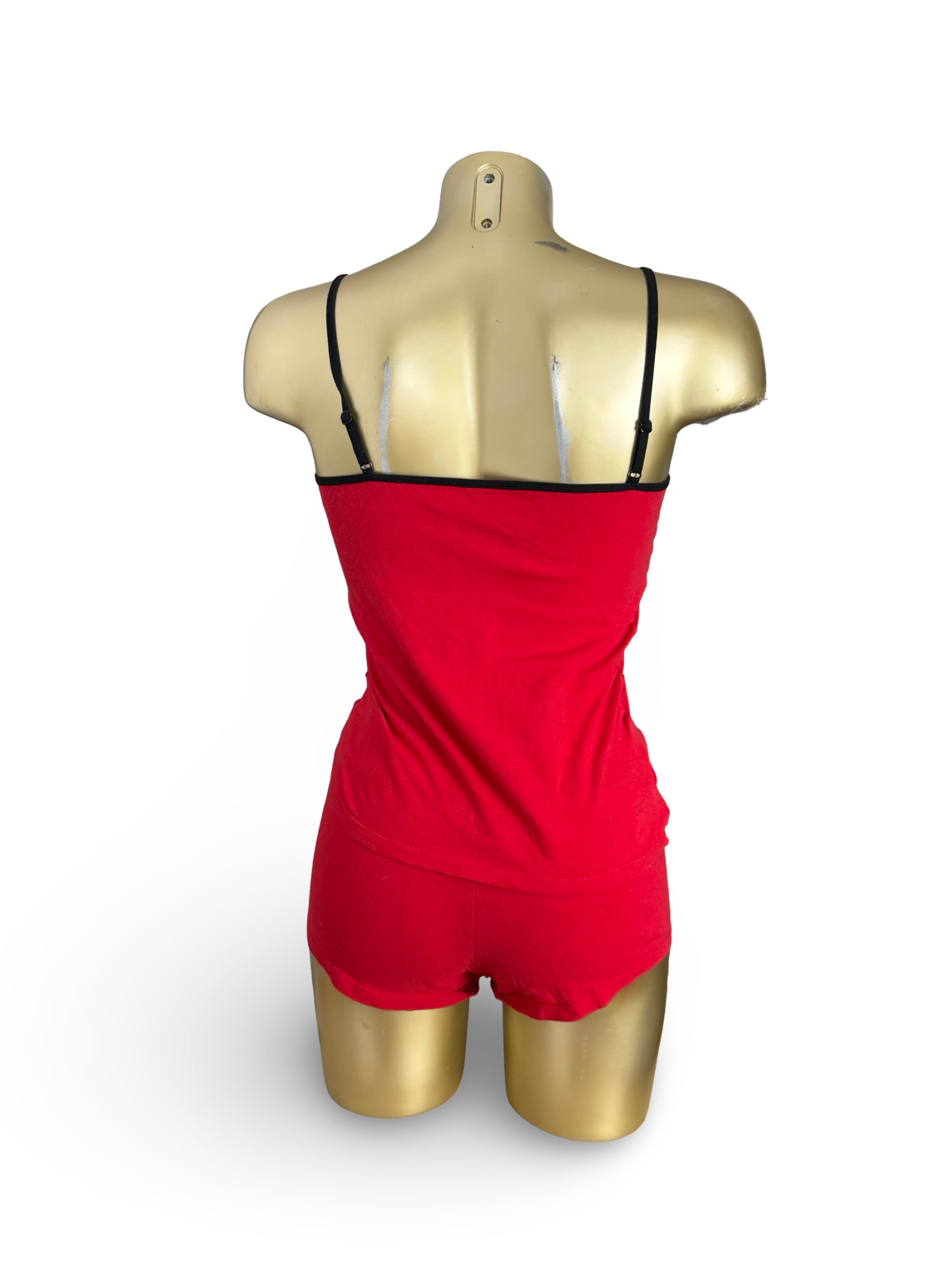 Red cotton top + shorty set (M)
