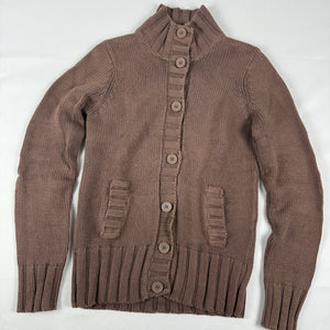Brown 100% coton buttons up cardigan jumper (S/M)