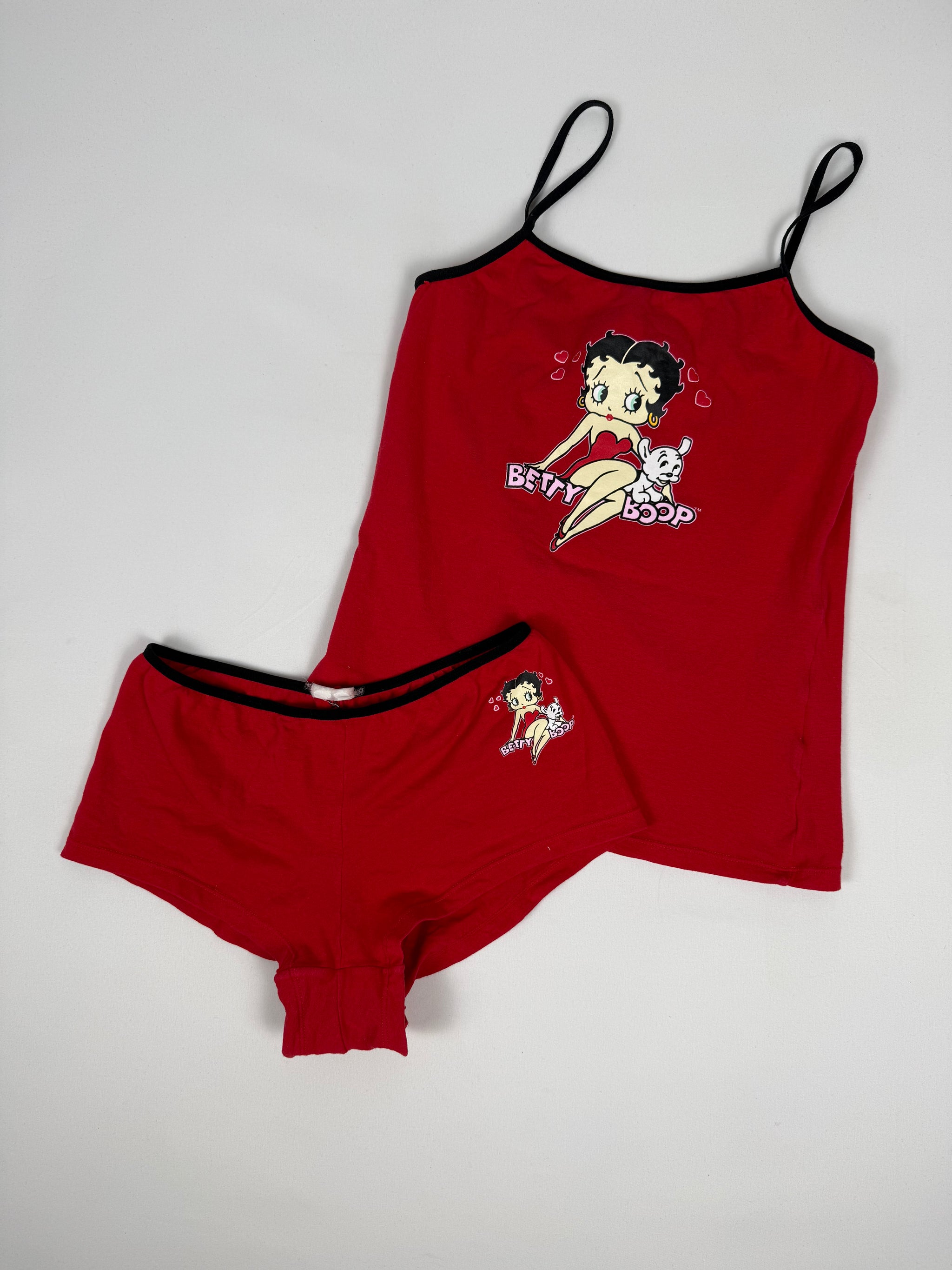 Red cotton top + shorty set (M)