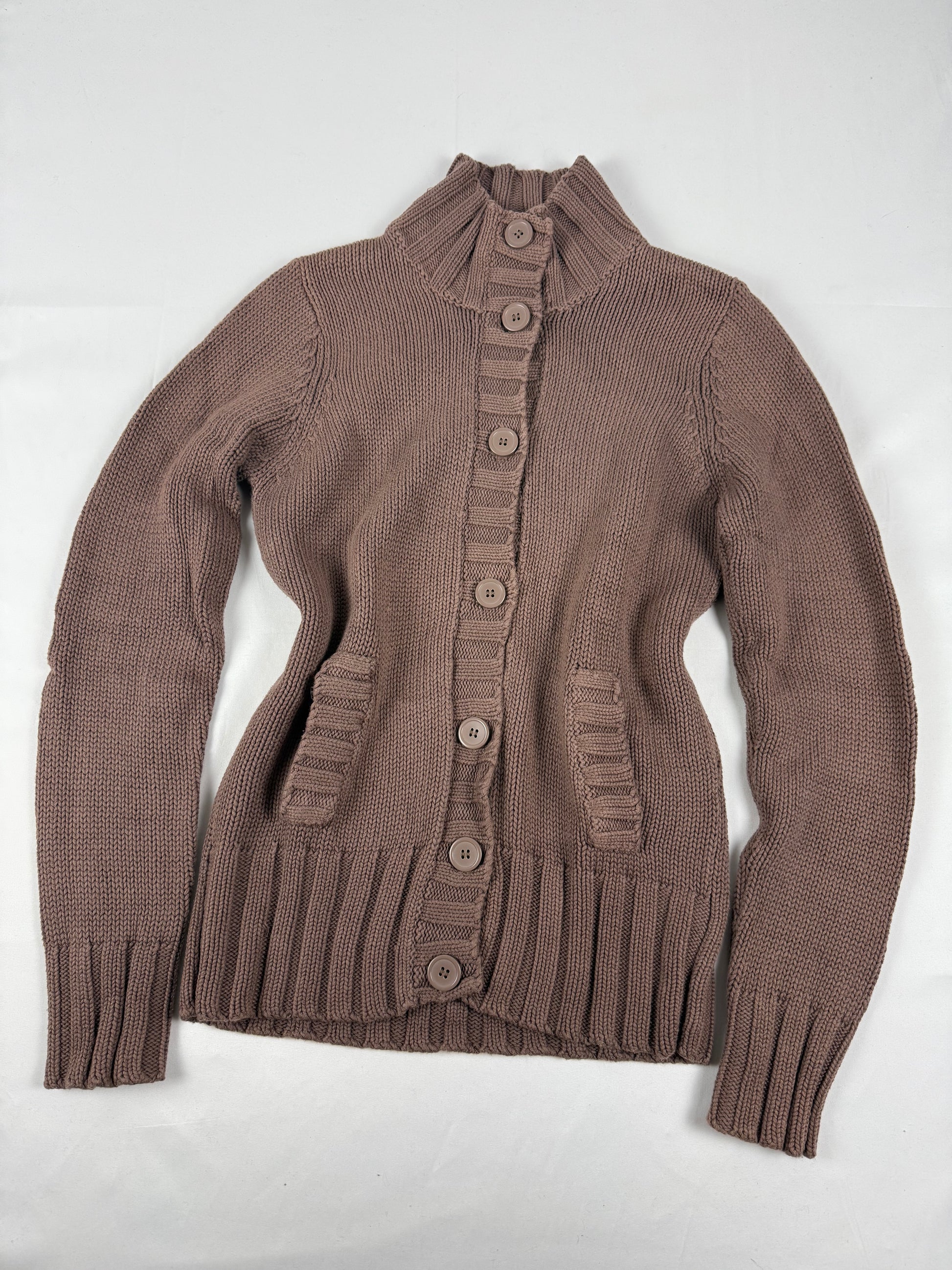 Brown 100% coton buttons up cardigan jumper (S/M)