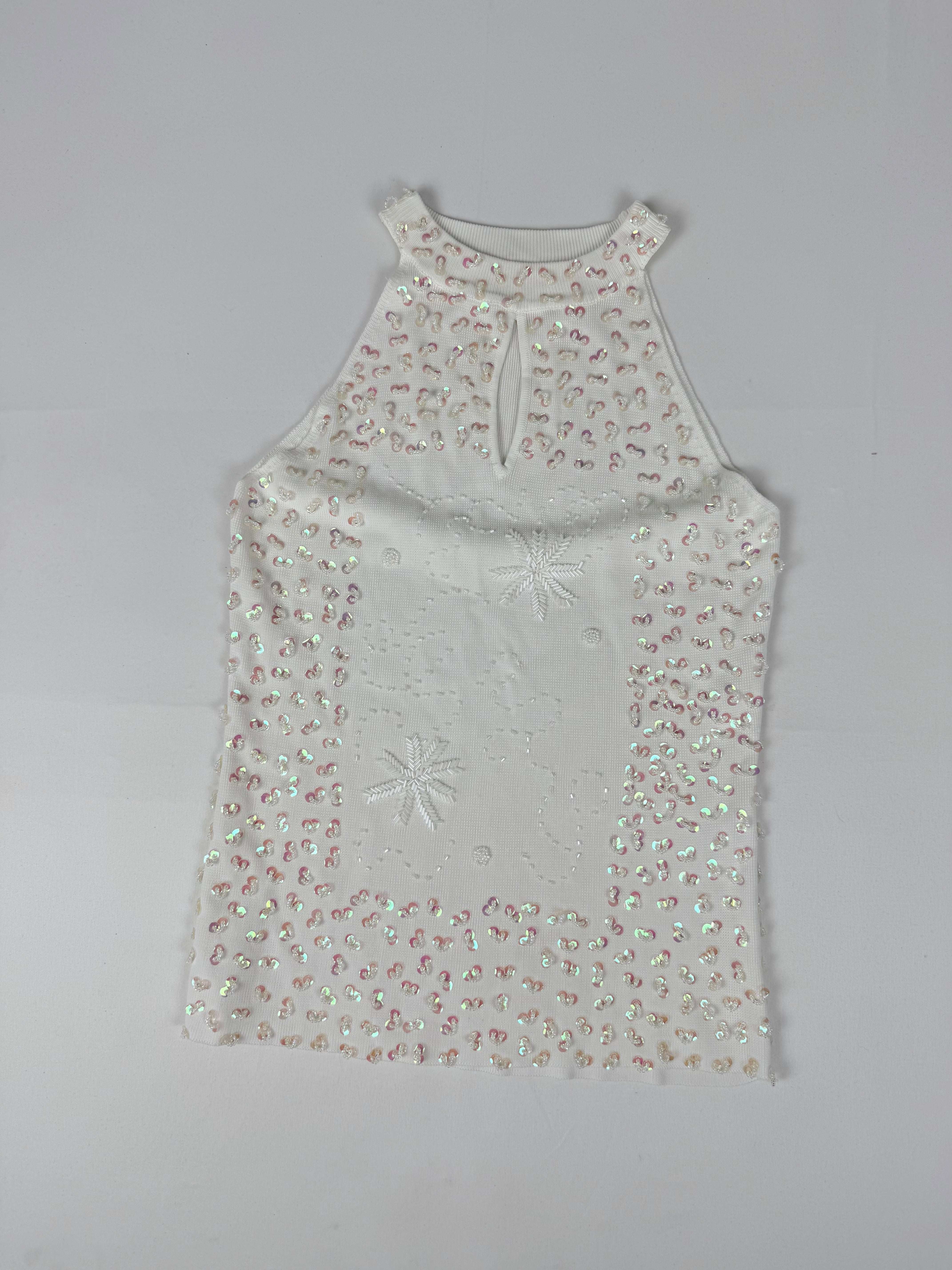 White sequins summer top (S/M)