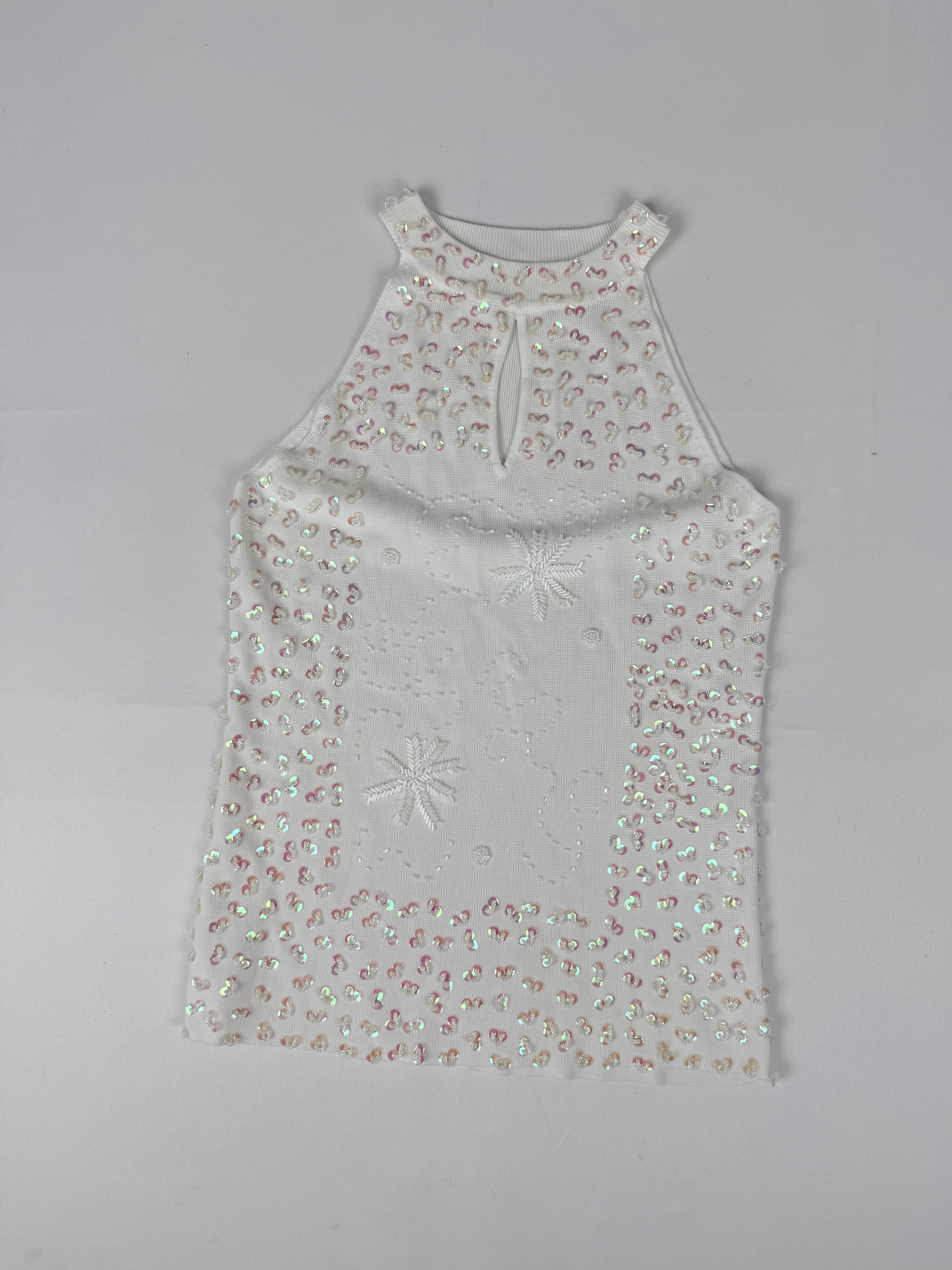 White sequins summer top (S/M)