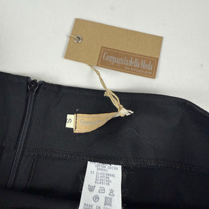 Black cotton low rise pleated mini skirt (S)