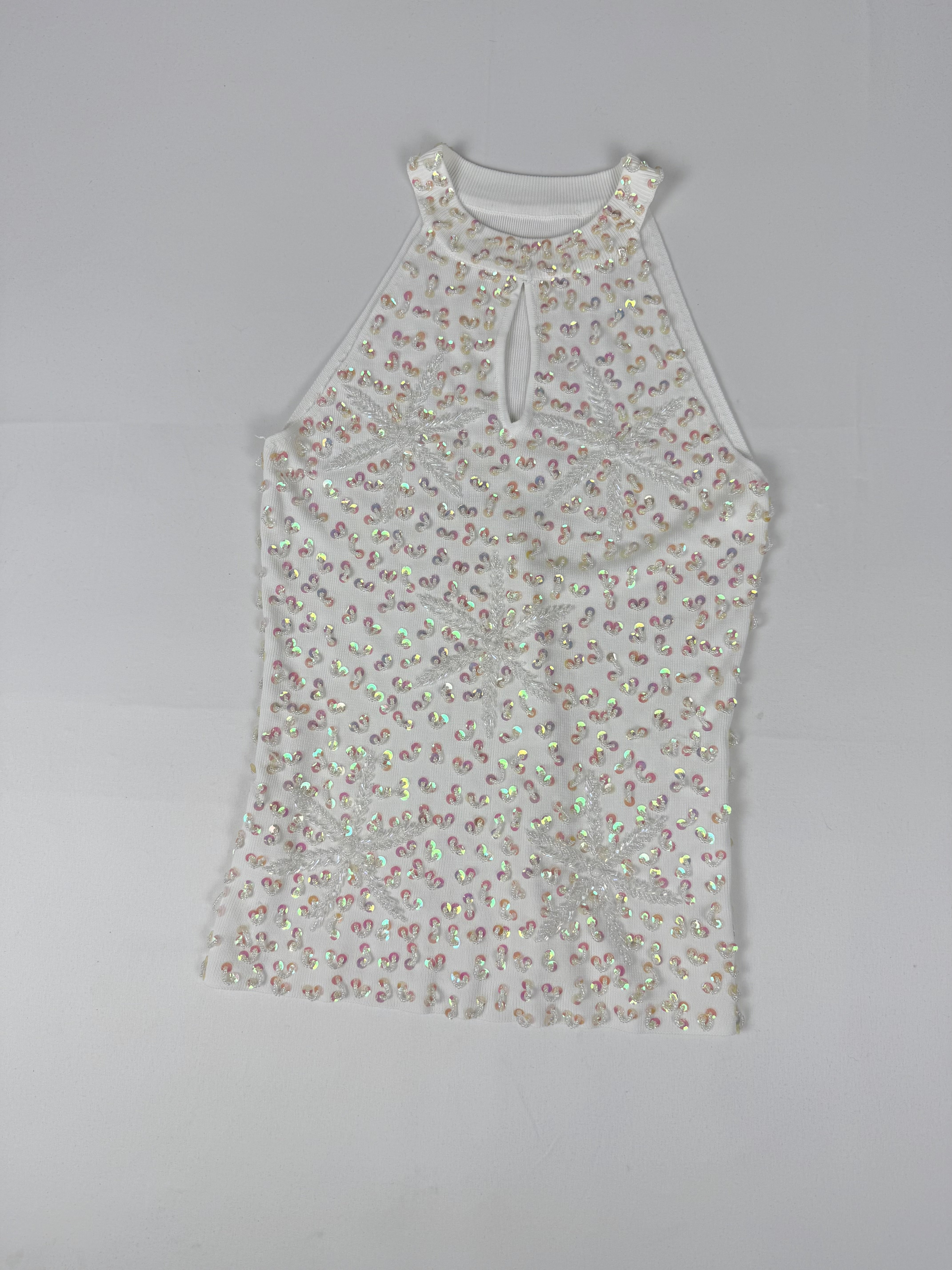 White sequins summer top (S/M)