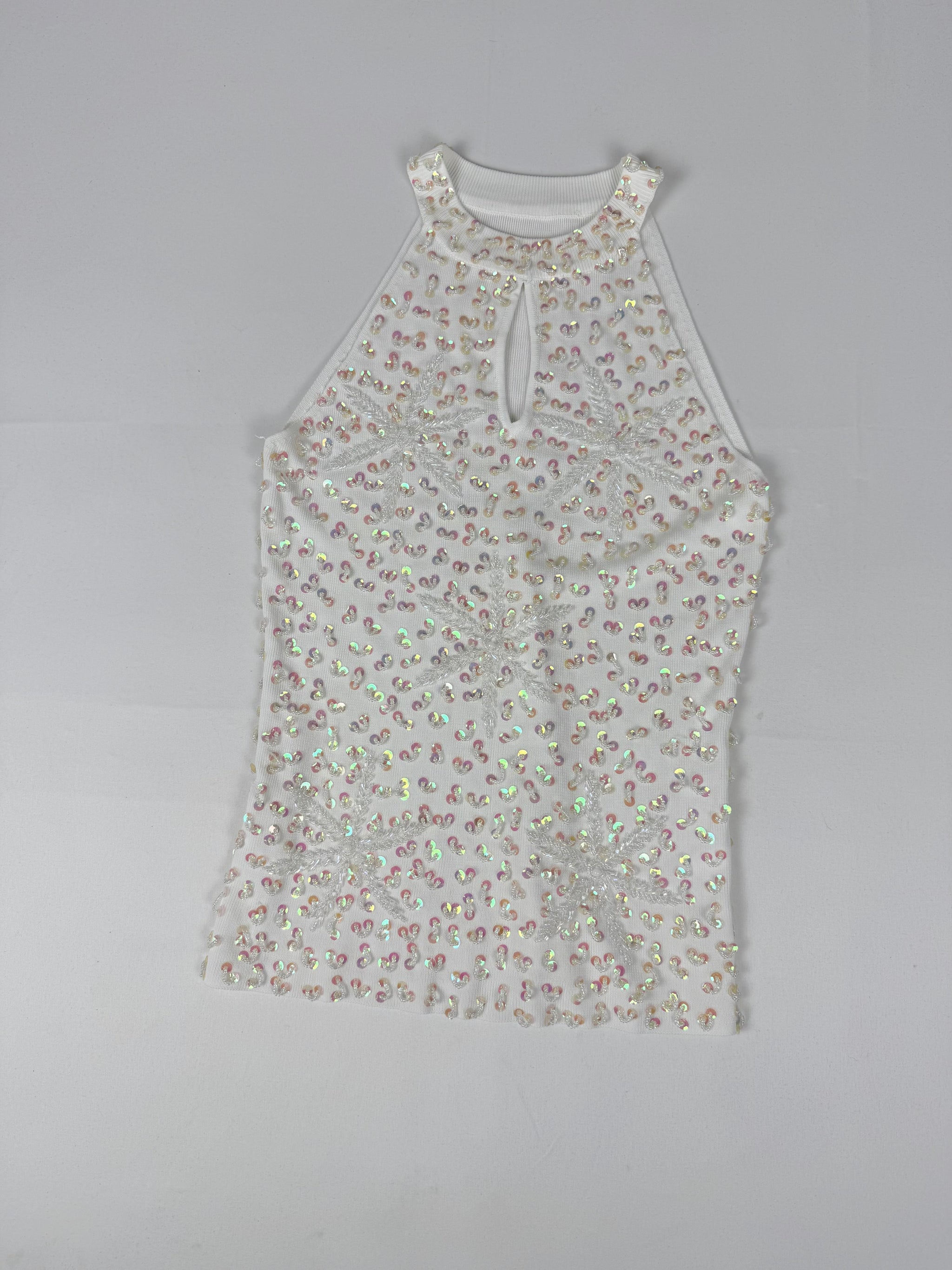White sequins summer top (S/M)