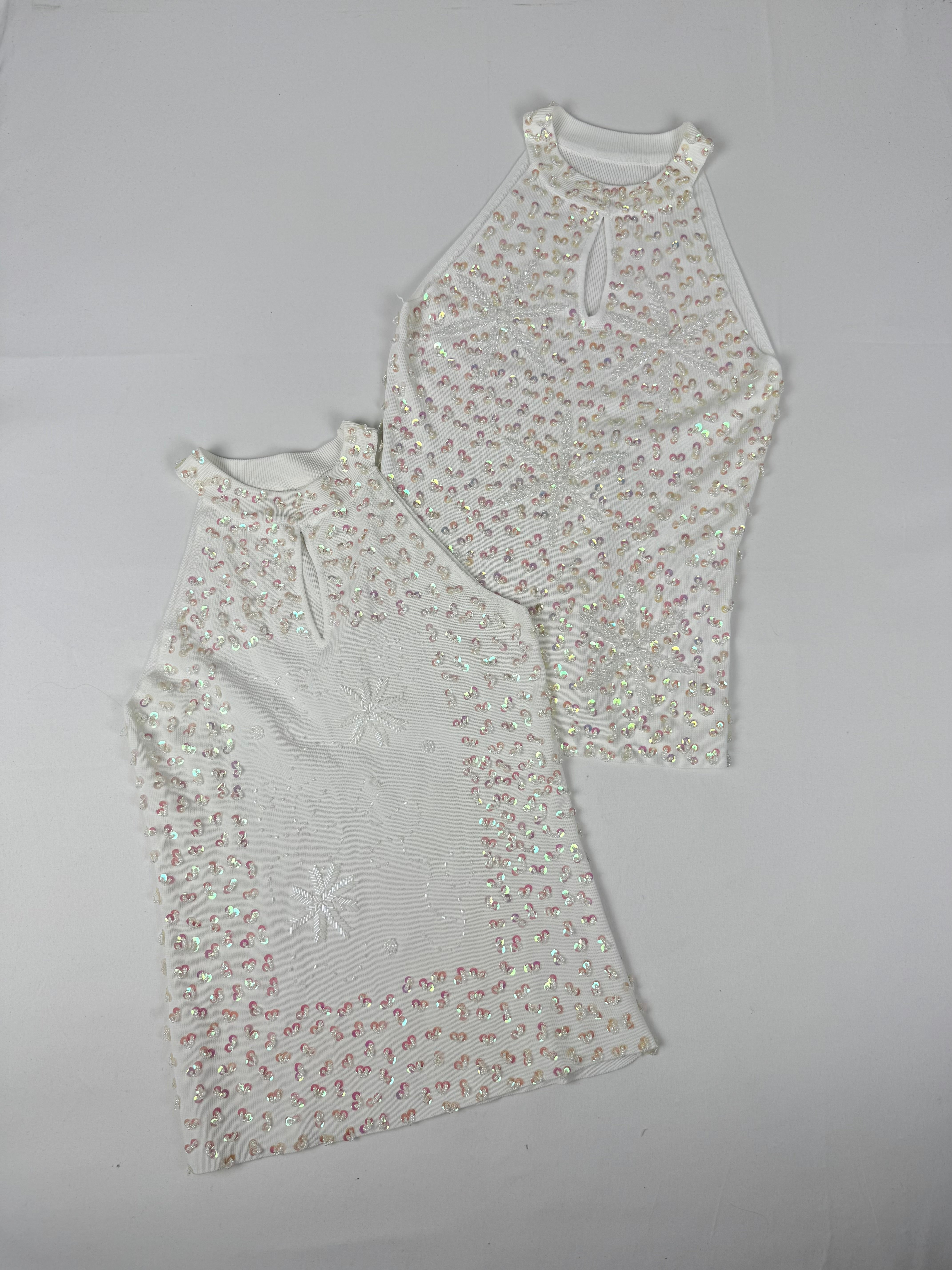 White sequins summer top (S/M)