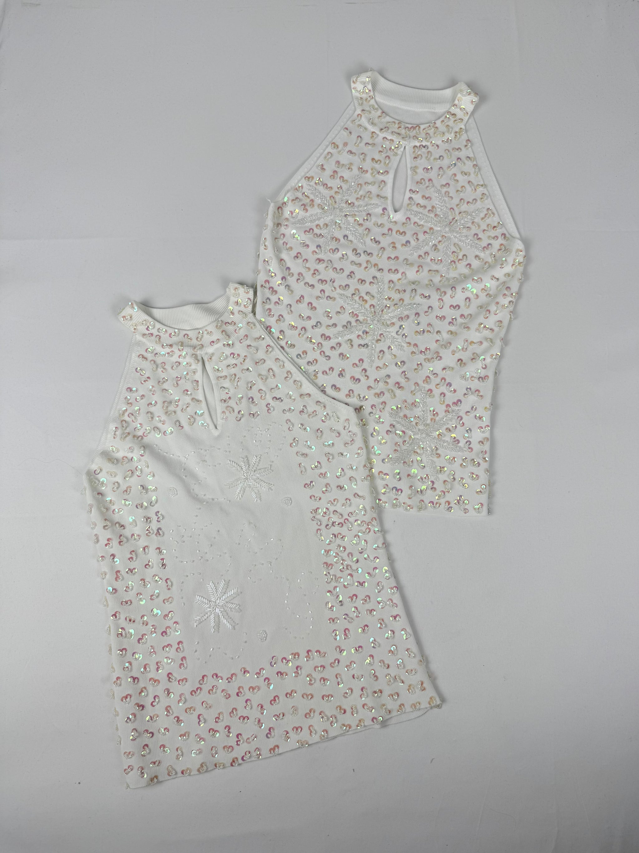 White sequins summer top (S/M)