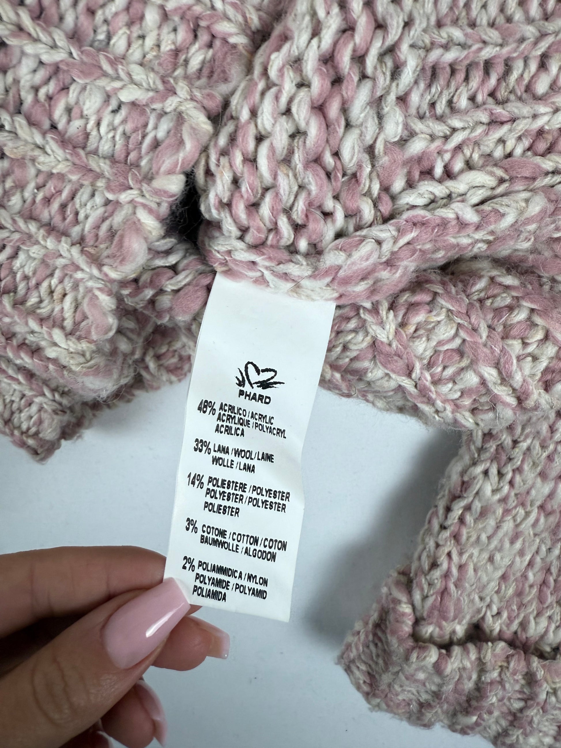 Pink zip up wool high neck jumper (S)