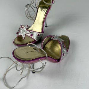 Silver & pink stars lace up heels (36)